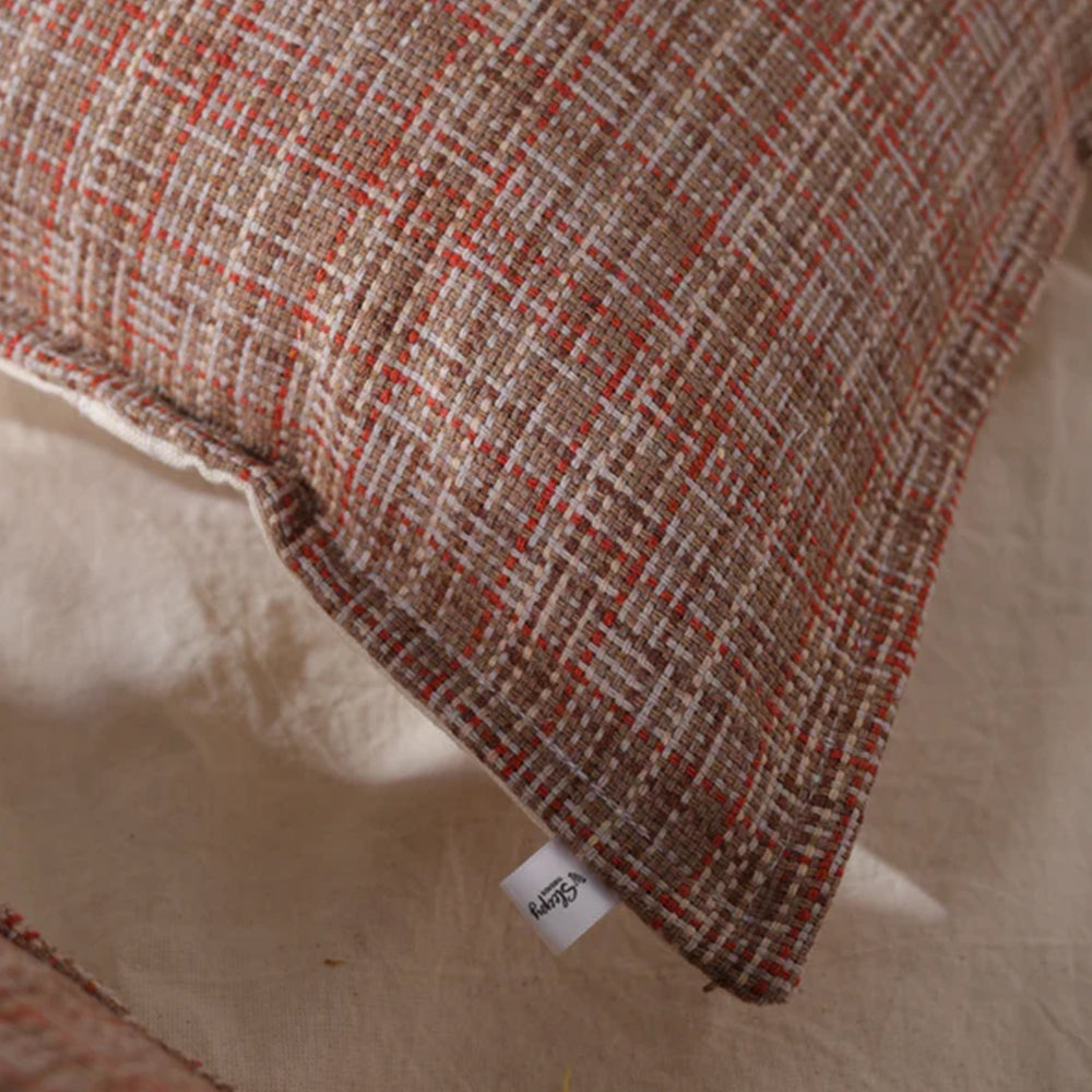 Rustic Woven Plaid Cushion Cover