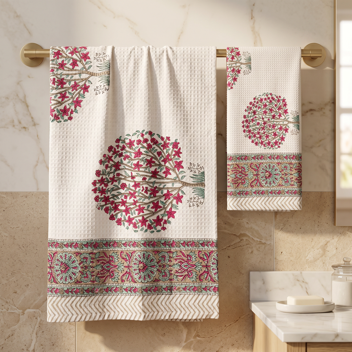 Small Heritage Floral Print Cotton Bath Towel