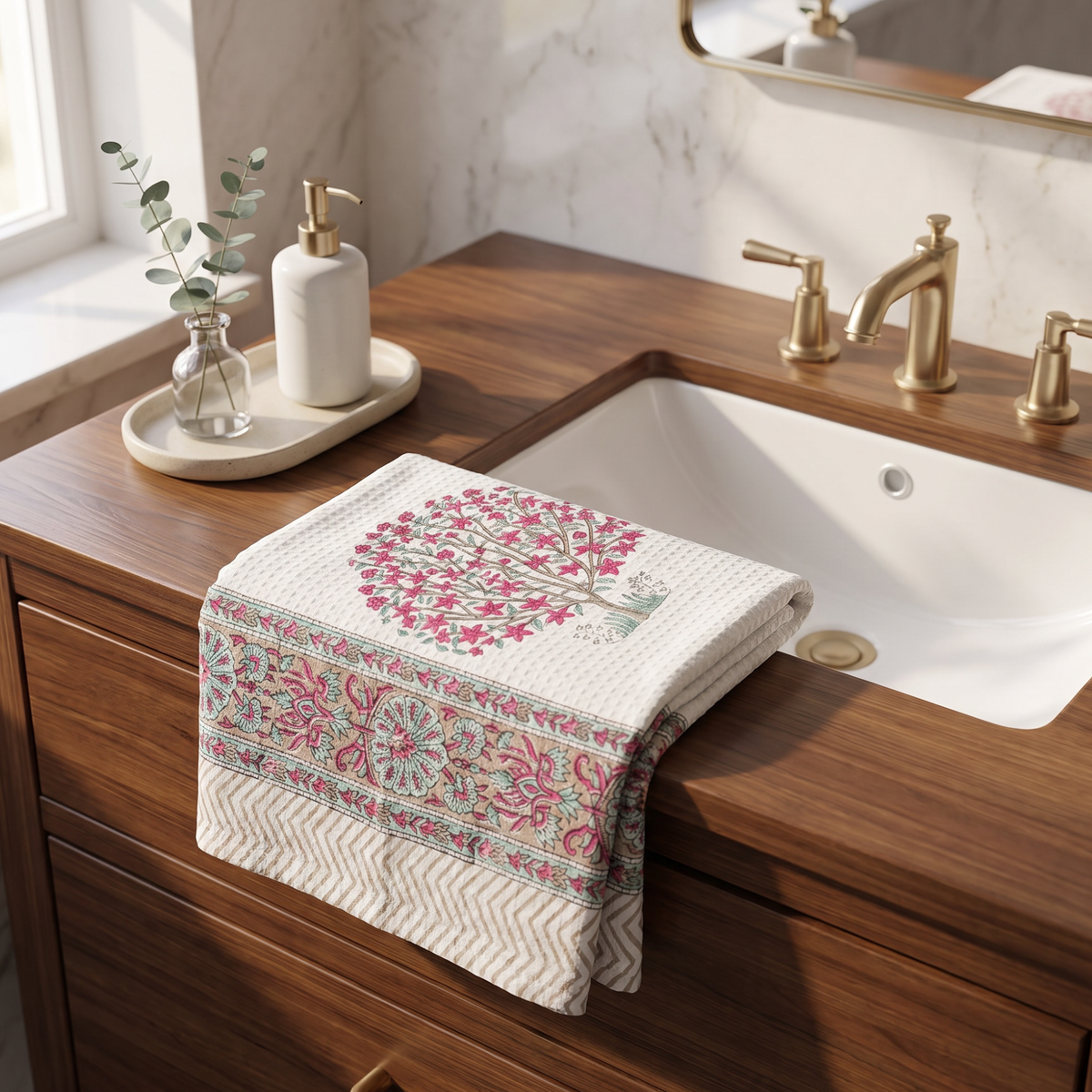 Small Heritage Floral Print Cotton Bath Towel