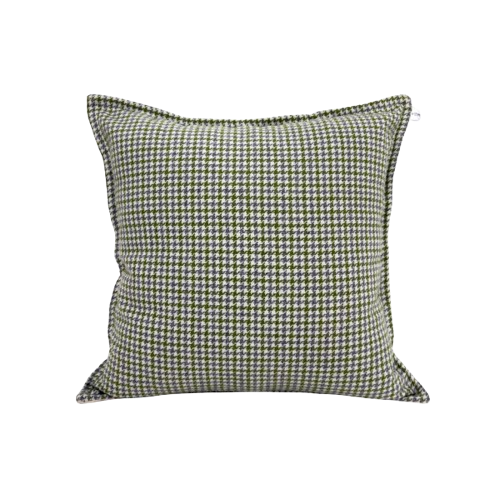 Green & White Houndstooth Cushion Cover