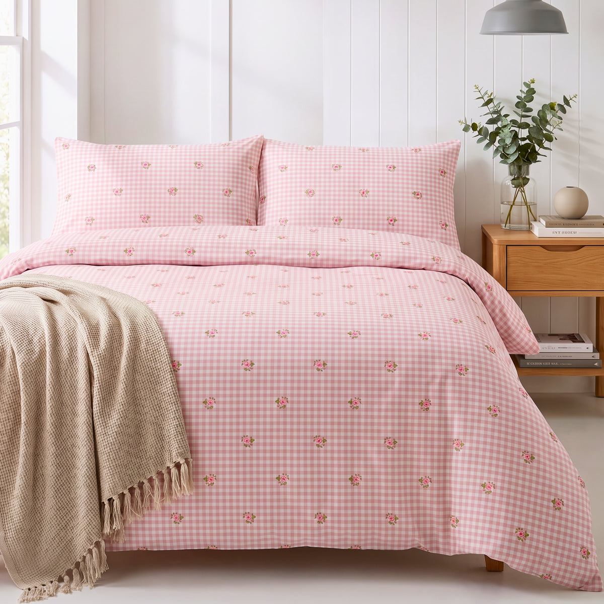 Rosewood Gingham 210 TC Cotton Bedsheet