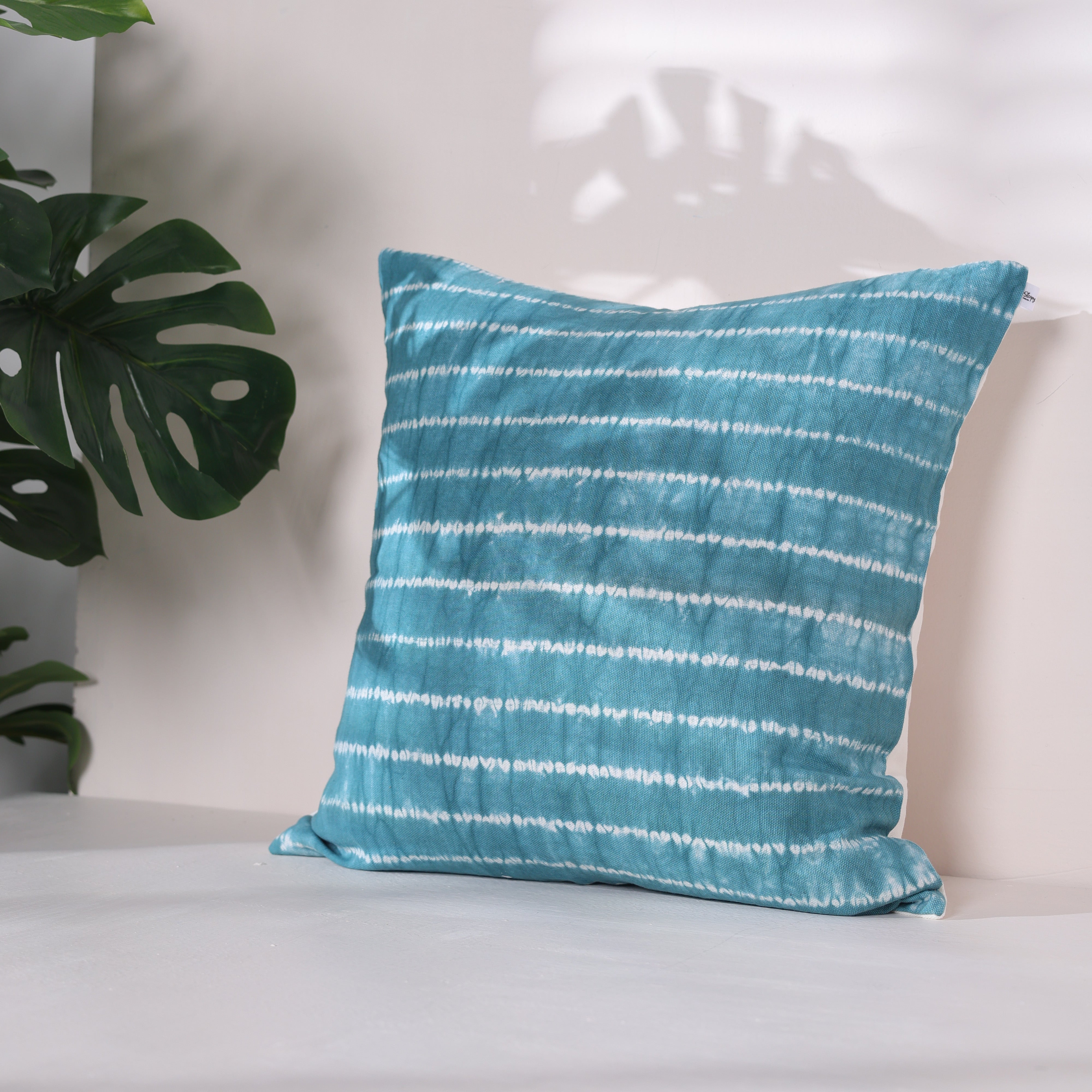Handcrafted Teal Shebori Cushion Cover