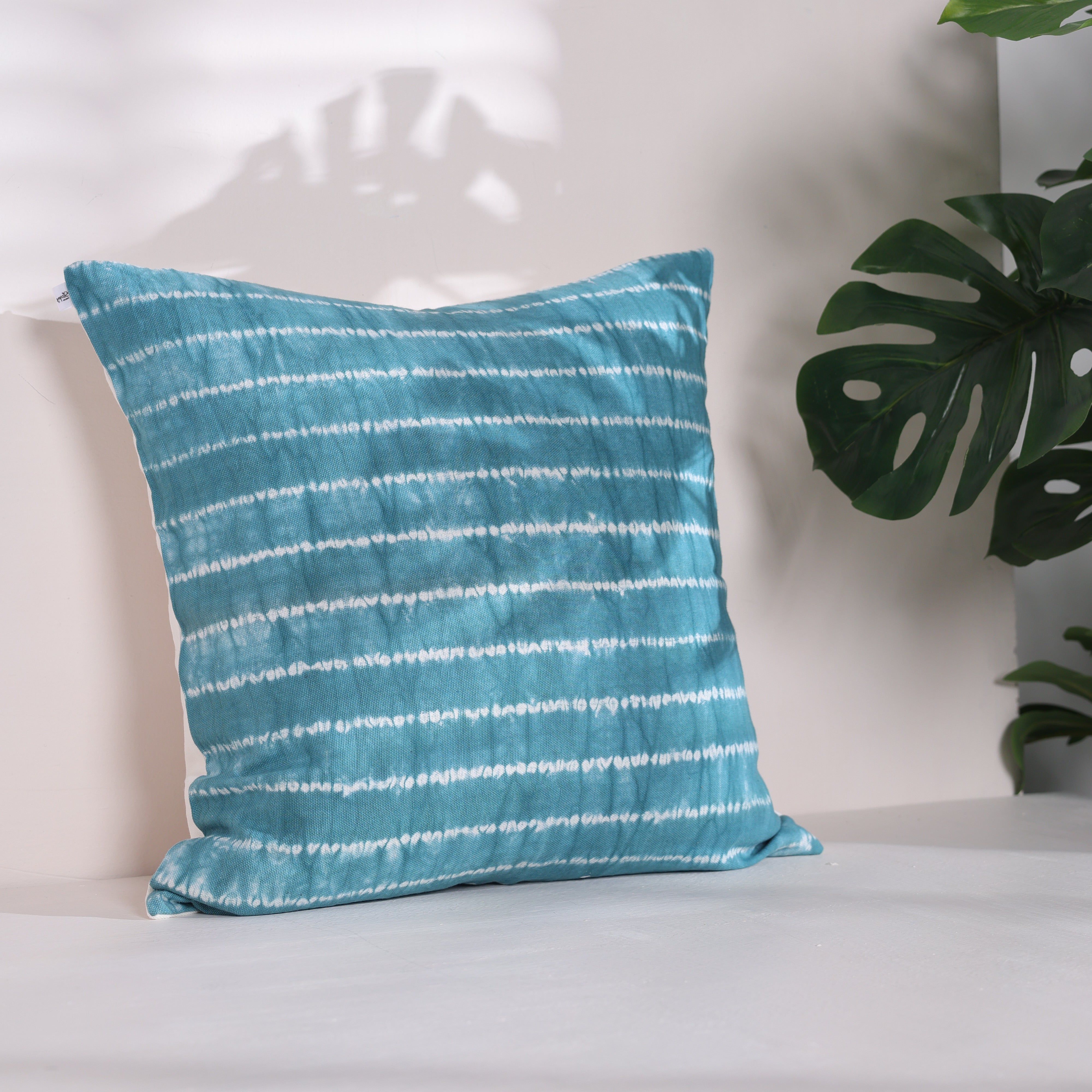 Handcrafted Teal Shebori Cushion Cover