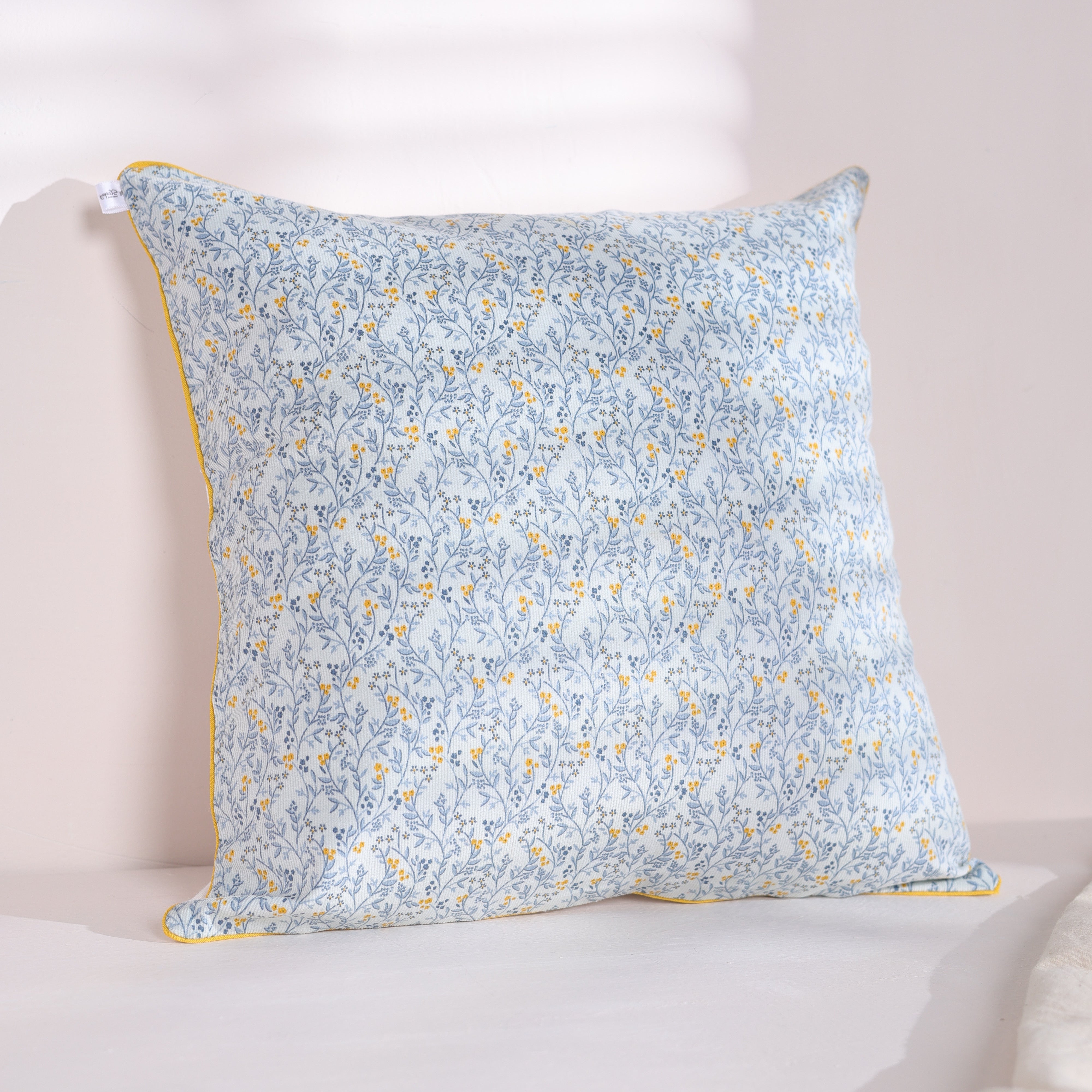 Blue & Yellow Floral Cushion Cover