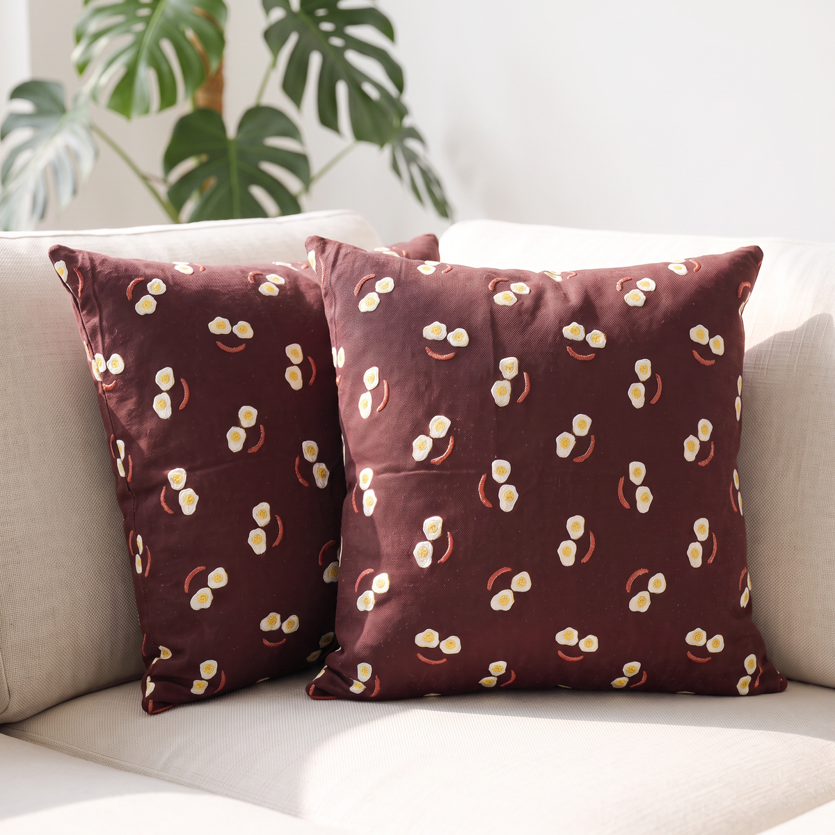 Linen Printed Smiley Cushion Cover