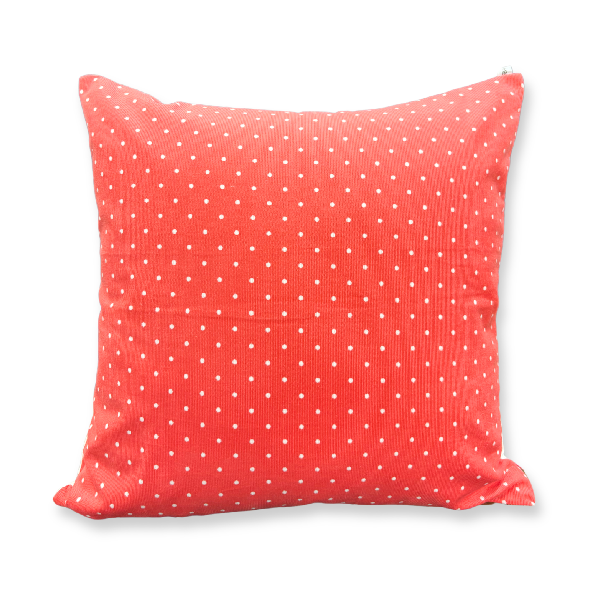 Coral Polka Dot Cotton Cushion