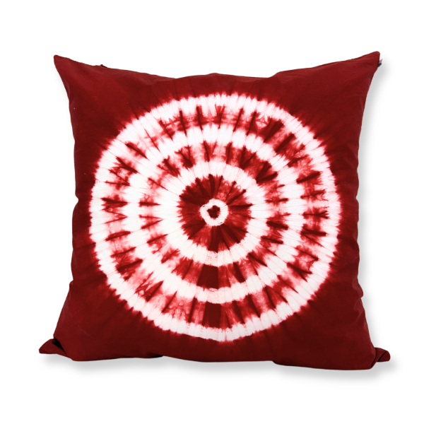 Decorative Red White Tie-Dye Cushion Cover