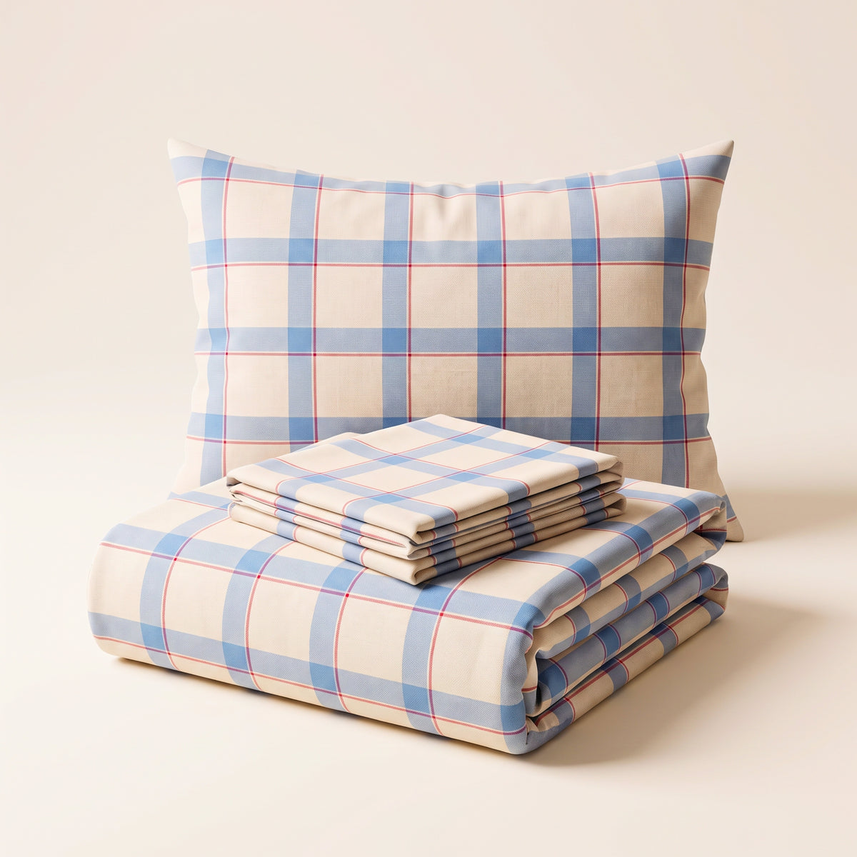 Vintage Blue Stripes 280 TC Cotton Bedsheet  With Duvet Cover and 4 Pillow Covers
