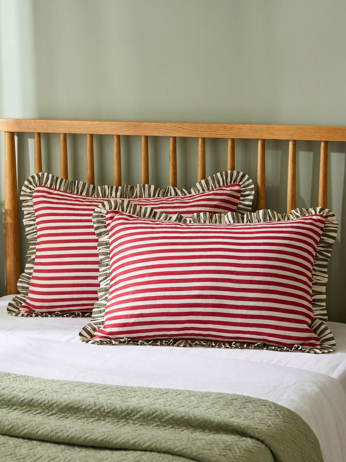 Romantic Red Hearts & Dainty Pink Stripe Pattern Soft, Breathable Screen Printed Flat Sheet King Size