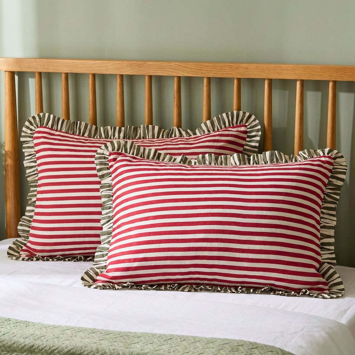 Romantic Red Hearts & Dainty Pink Stripe Pattern Soft, Breathable Screen Printed Flat Sheet King Size