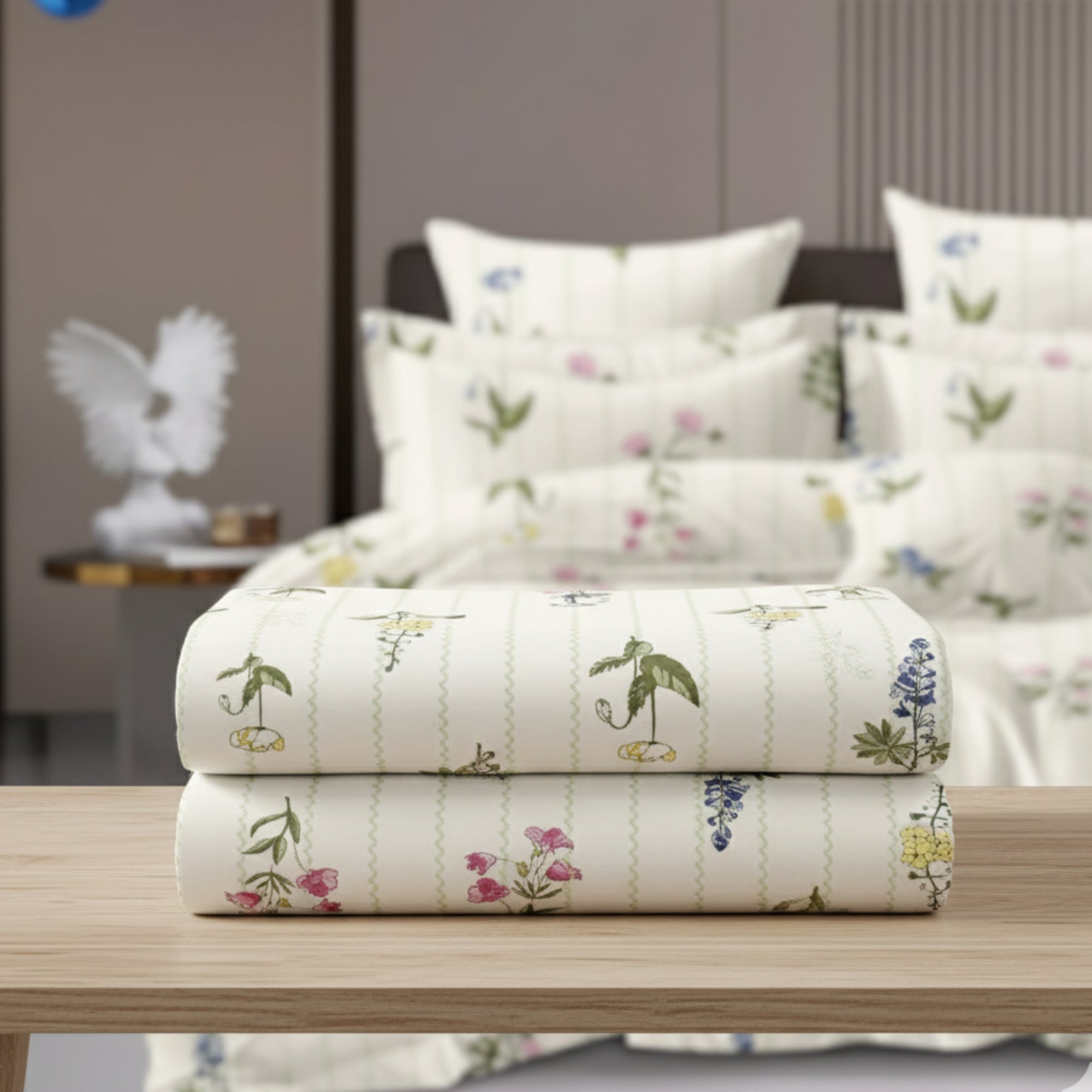 King Size Cotton Bedsheet Multicolor Floral Print, Soft & Breathable Double BedSheet.