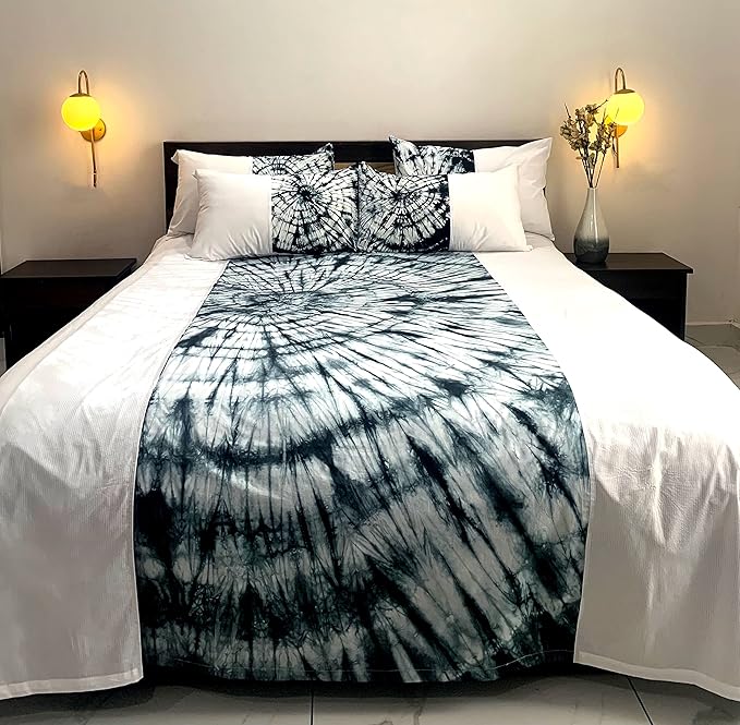Sleepy Threads Cotton Bedsheet for Double Bed | Breathable Wrinkel Free, 200 TC Black and White Bedsheet alongwith 2 Soft Pillow Covers with Tie and Dye Pattern for Comfort Sleep