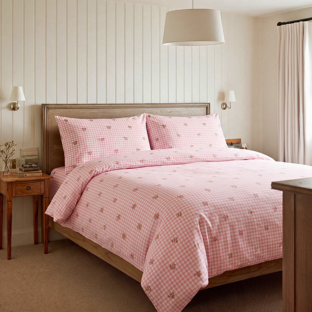 Rosewood Gingham 210 TC Cotton Bedsheet