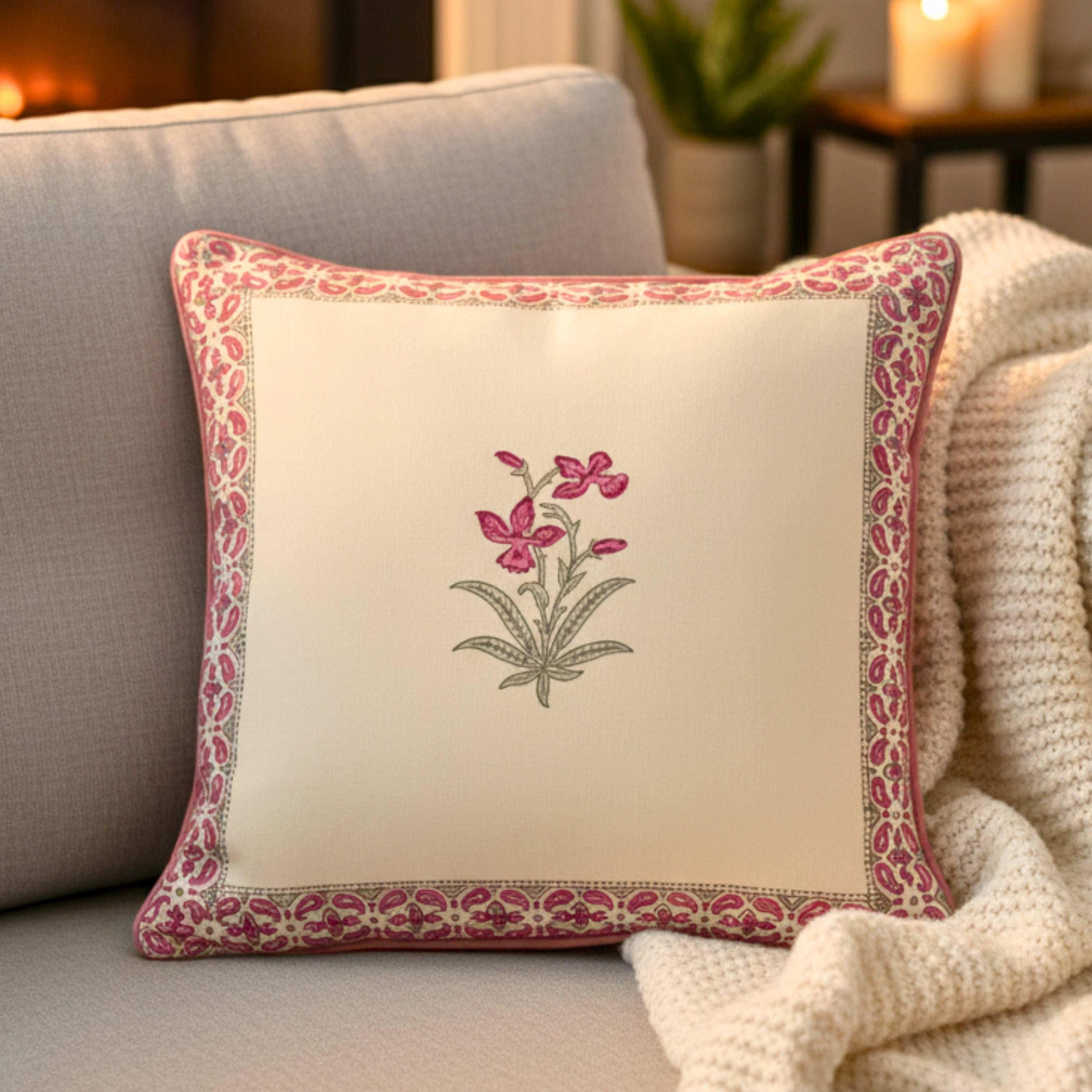 Floral Heritage Border Cushion Cover