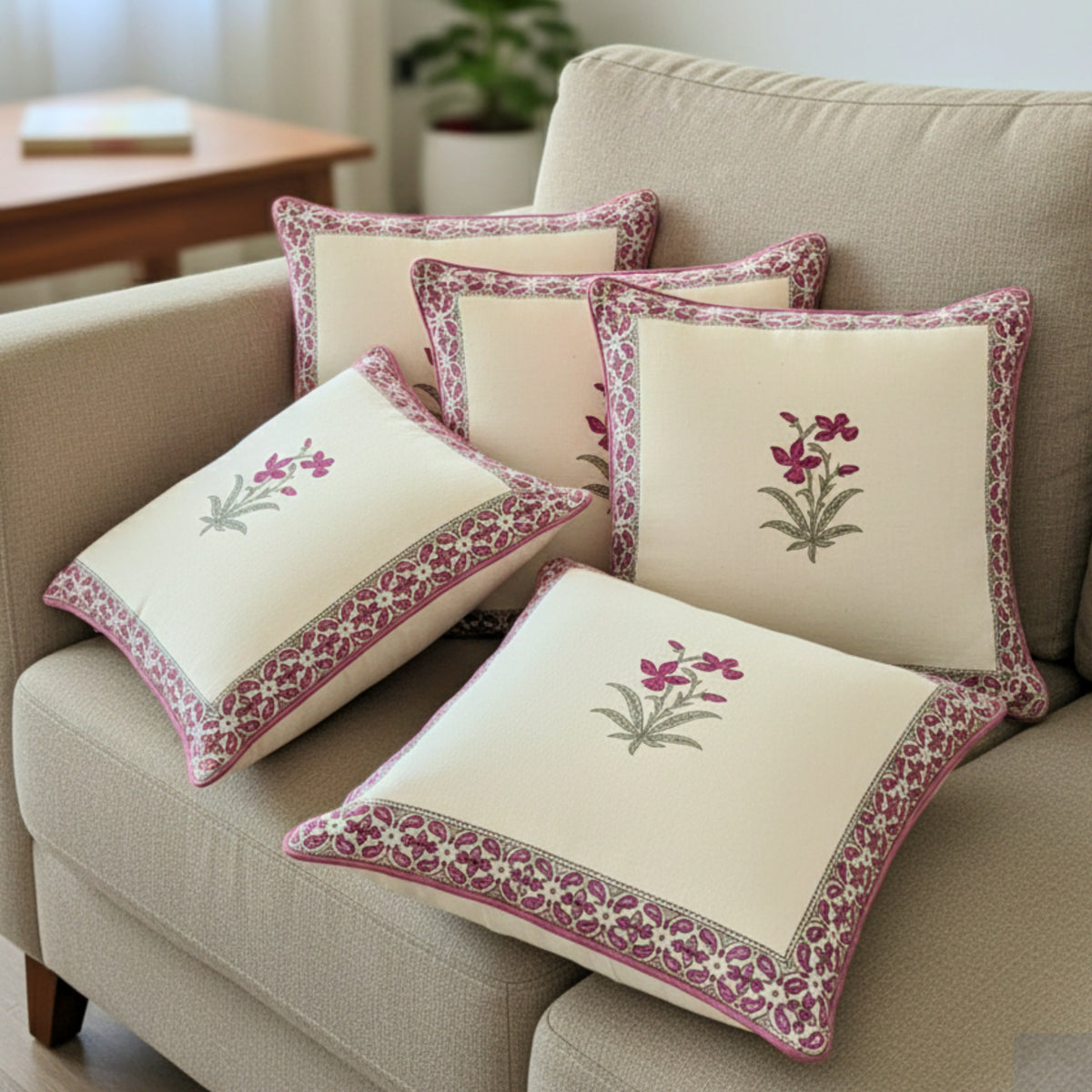 Floral Heritage Border Cushion Cover