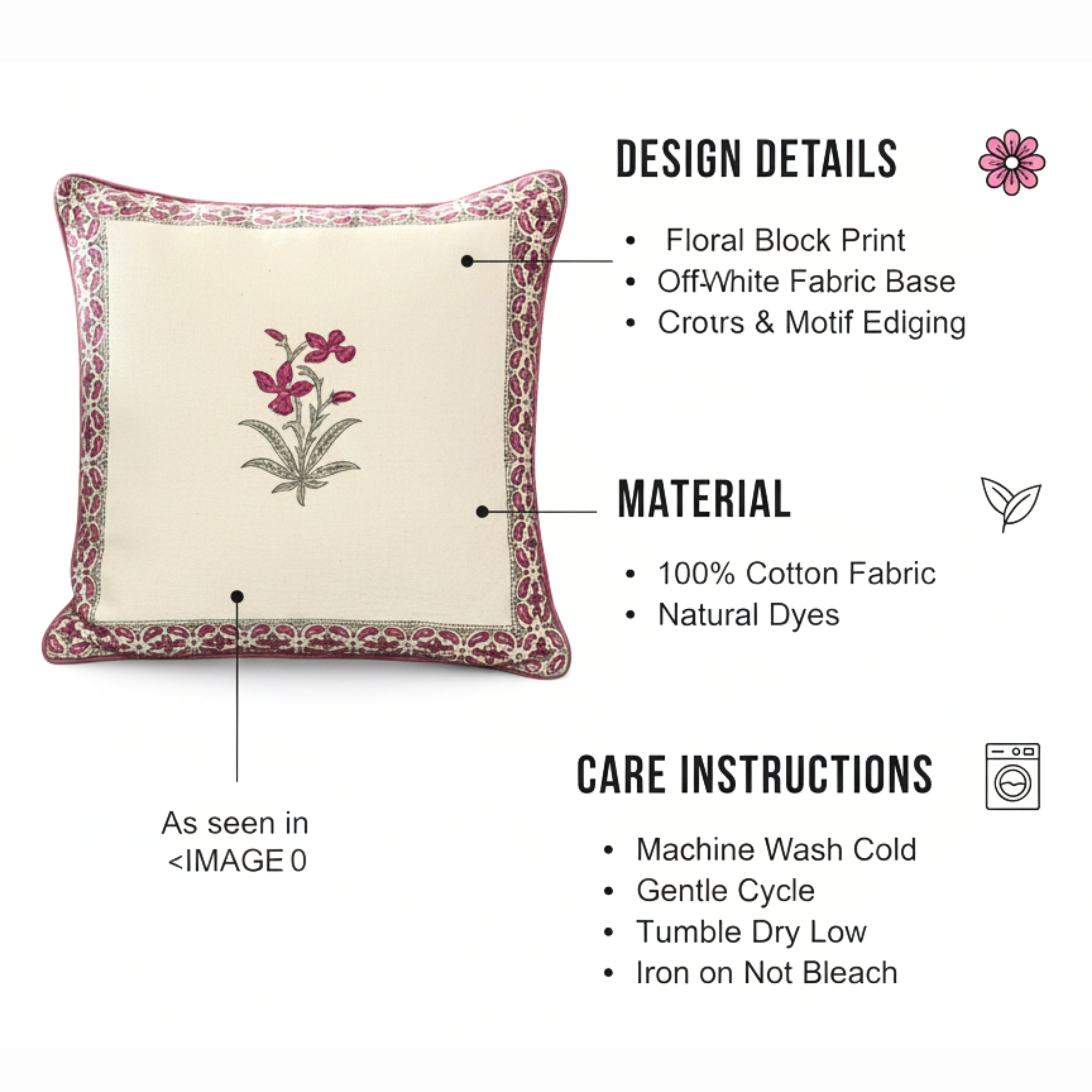Floral Heritage Border Cushion Cover