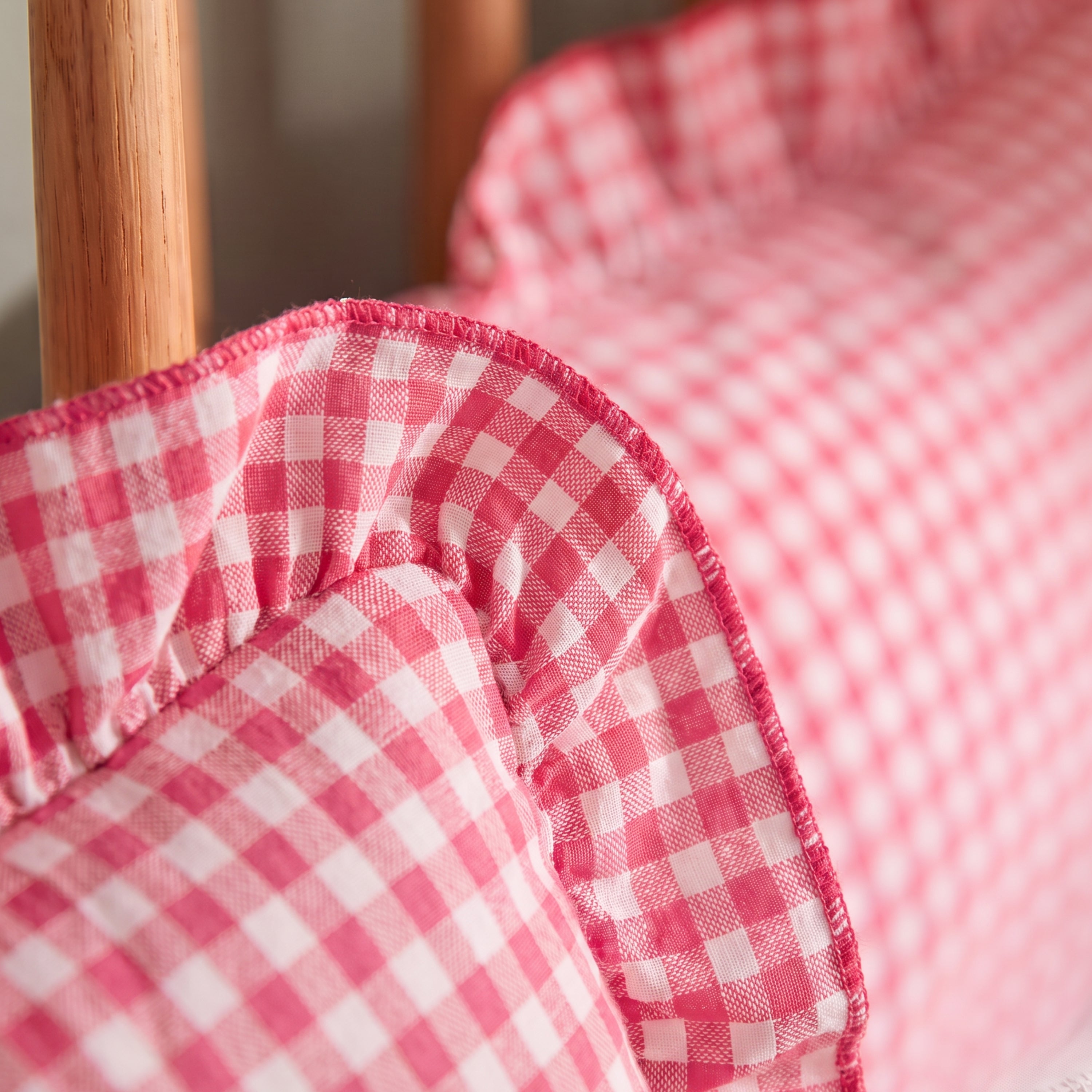 PURE COTTON RUFFLED PINK CHECKERED PILLOW COVER