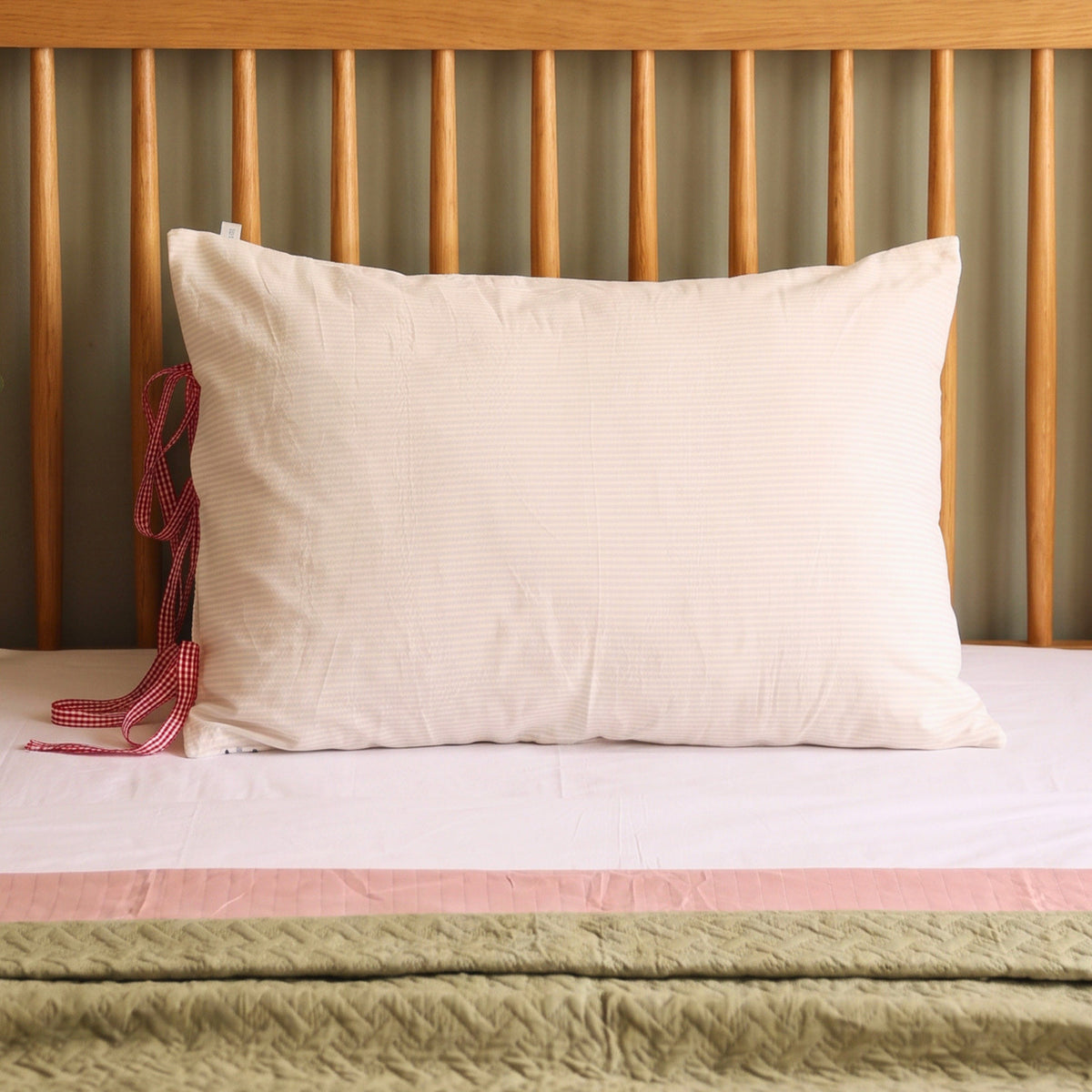 Gingham Tie up Pillow cover