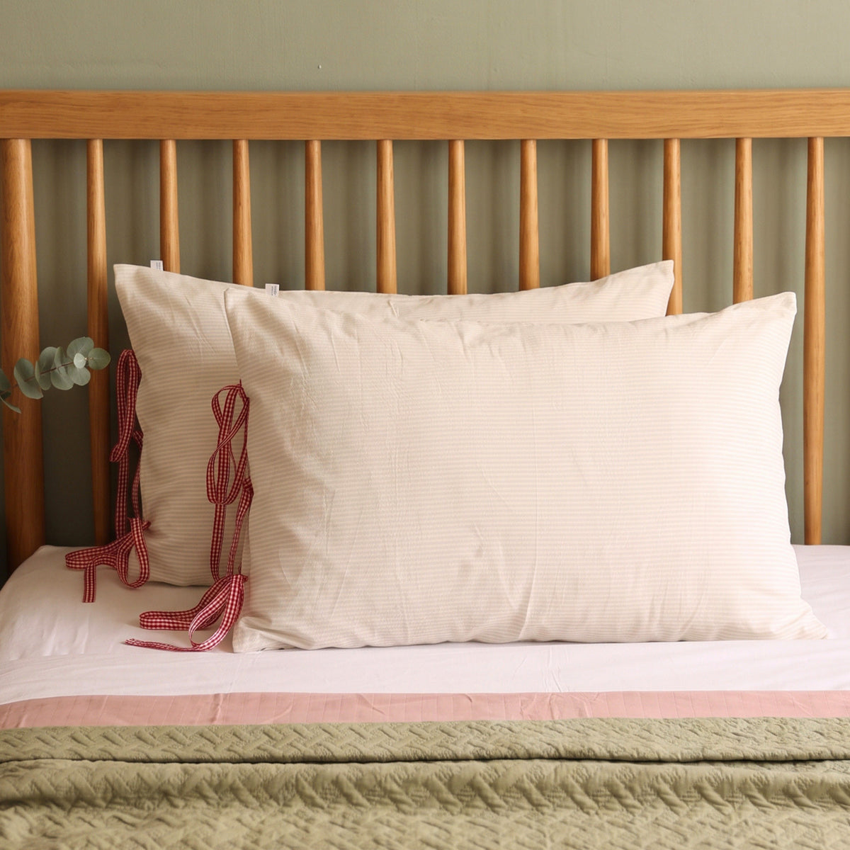 Gingham Tie up Pillow cover
