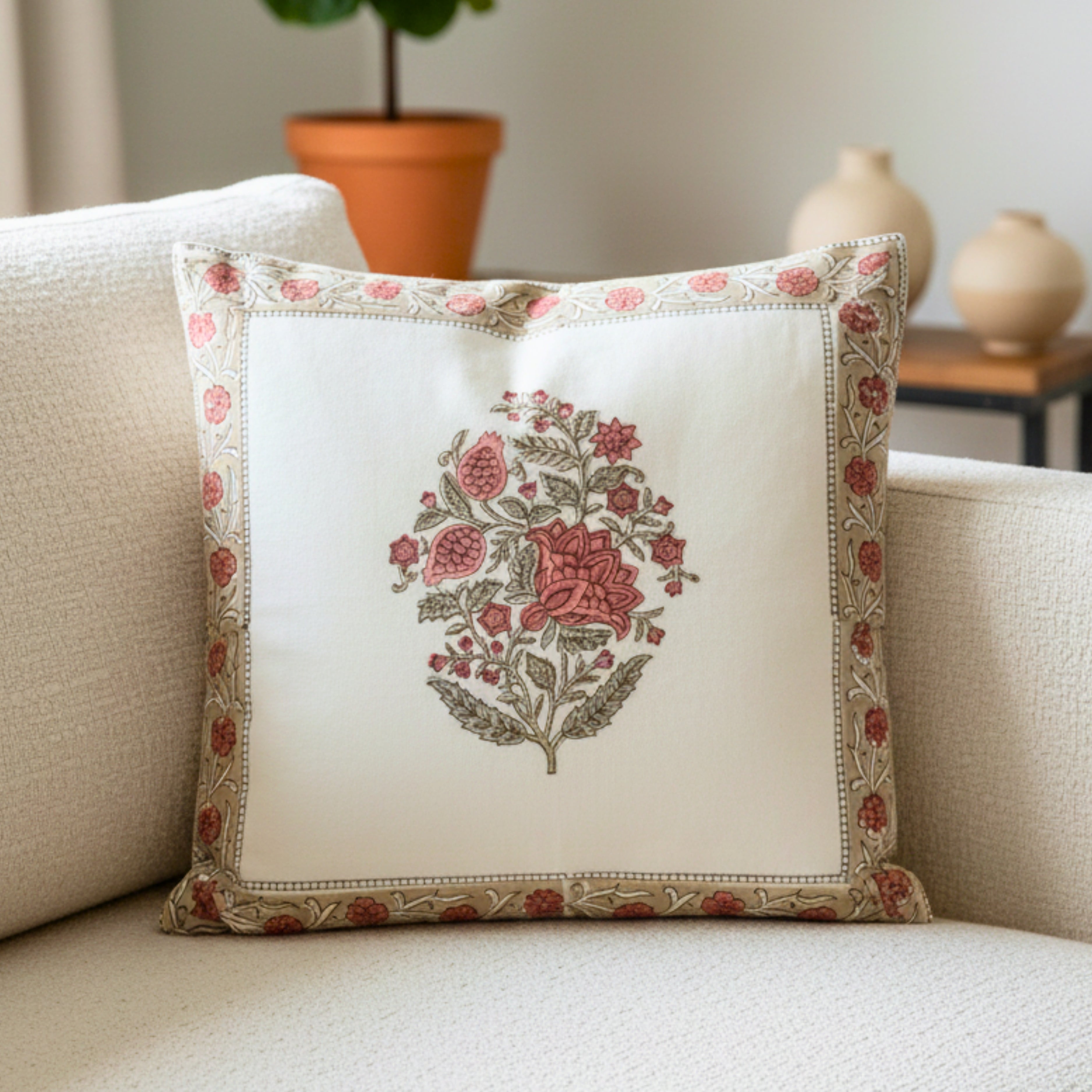 Floral Heritage Border Cushion Cover