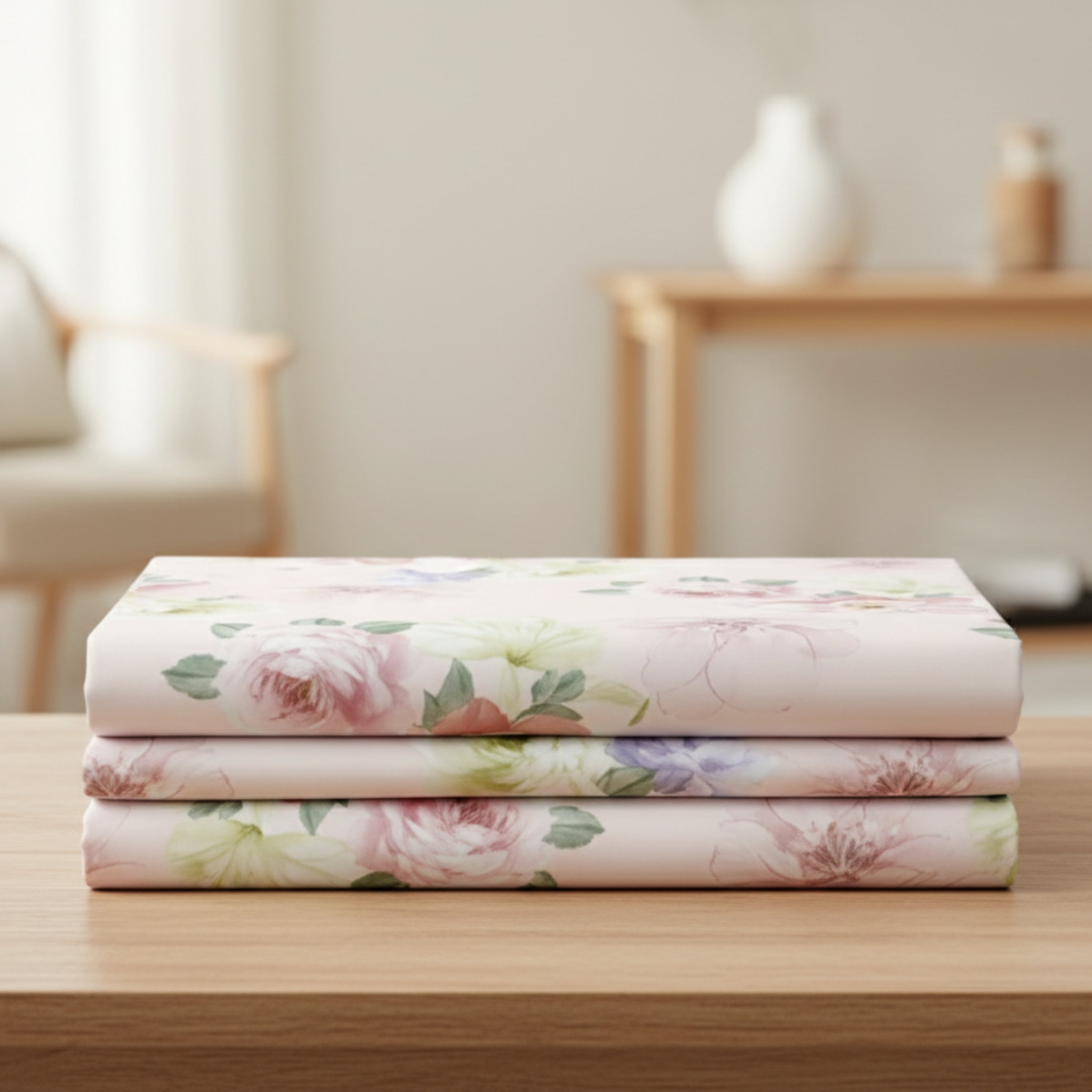 Bedsheet Soft Cotton Double Bed Sheet, Light Cream with Pastel Floral Print, Includes 2 Pillow Covers, Breathable & Durable Bedding S