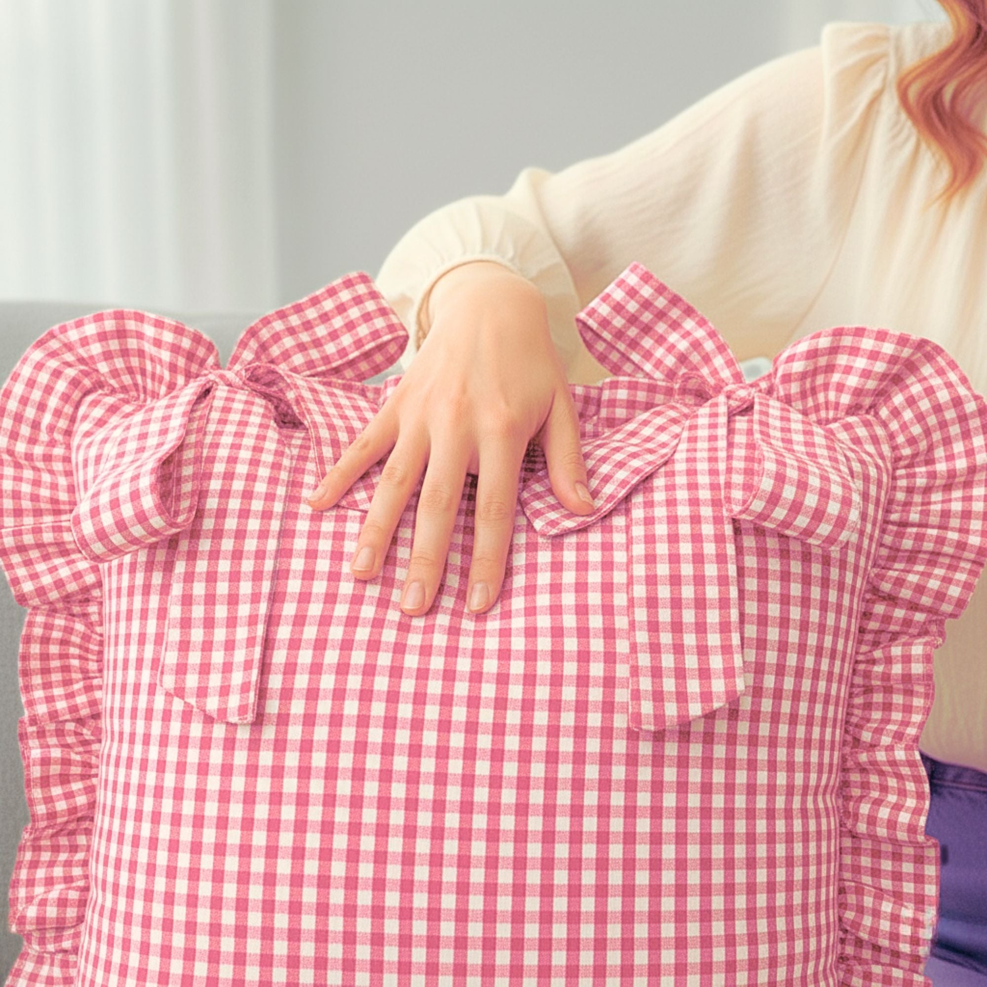 Ghingham Slipcover With Bow Closure
