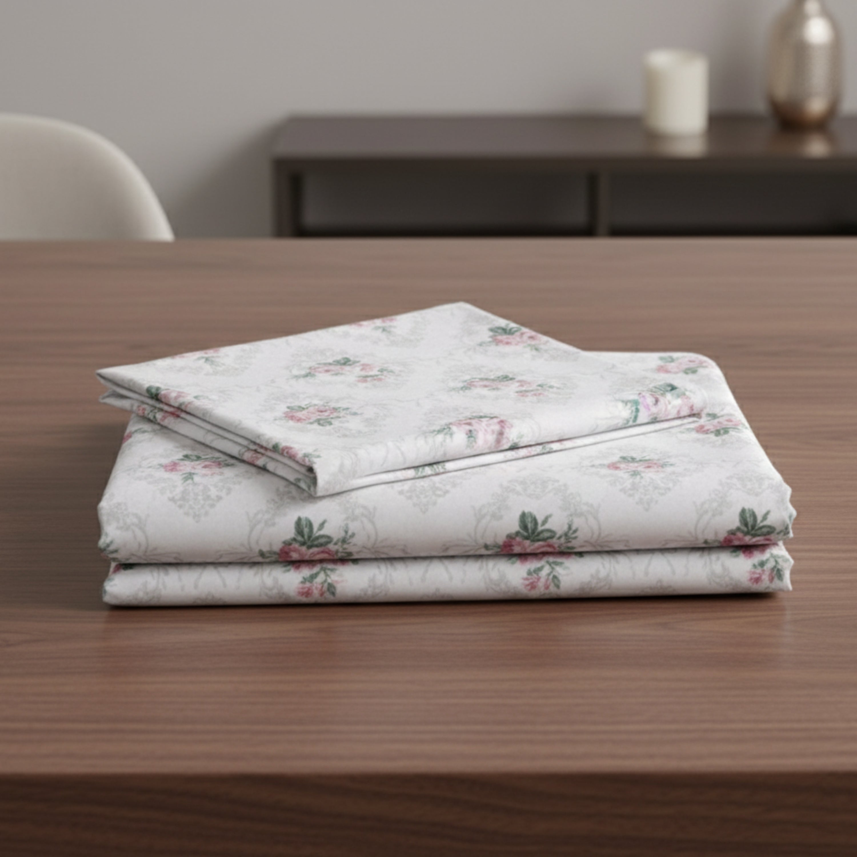 Bedsheet for Double Bed Queen Size Grey Floral Print .