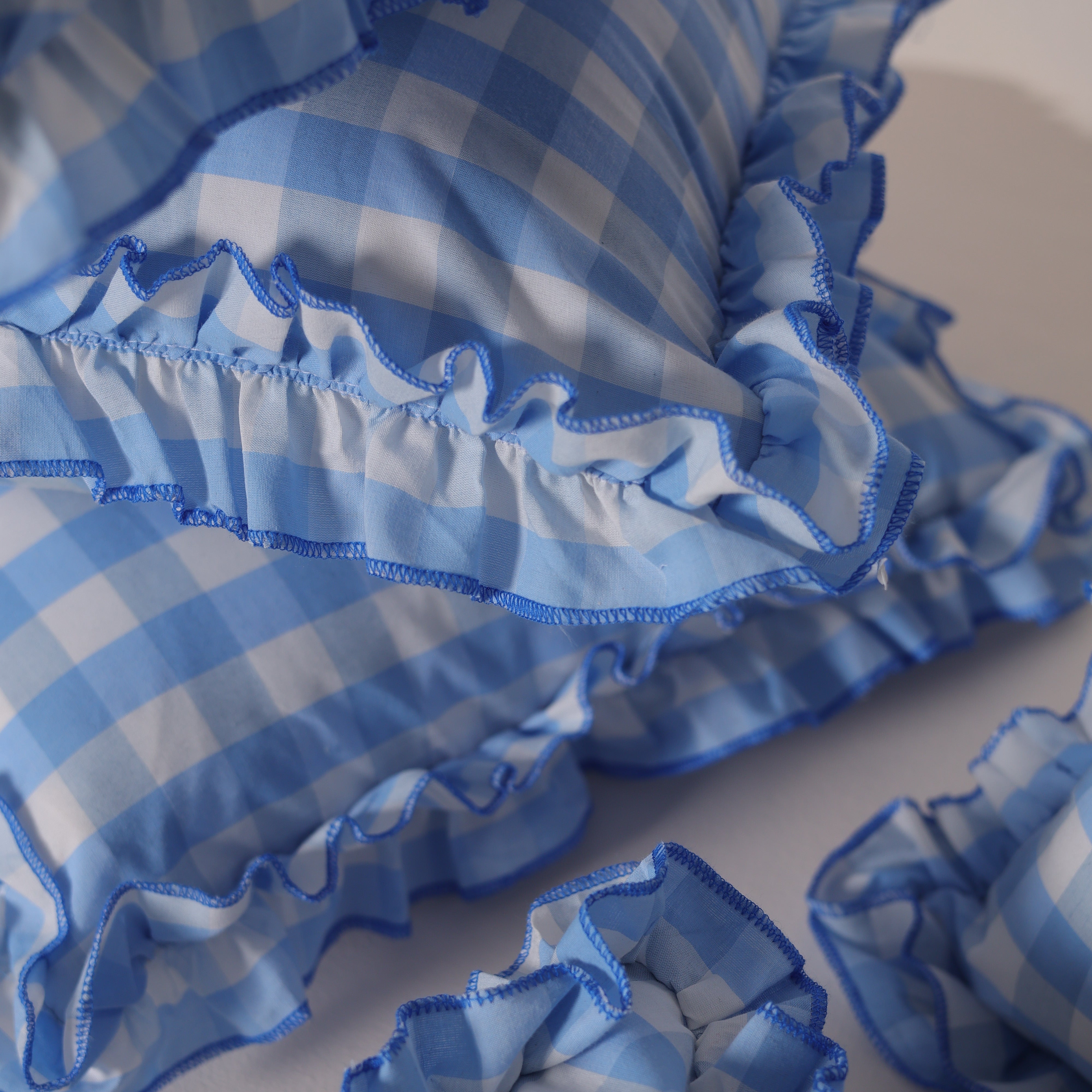 Pastel Blue & White Dobby Check Throw