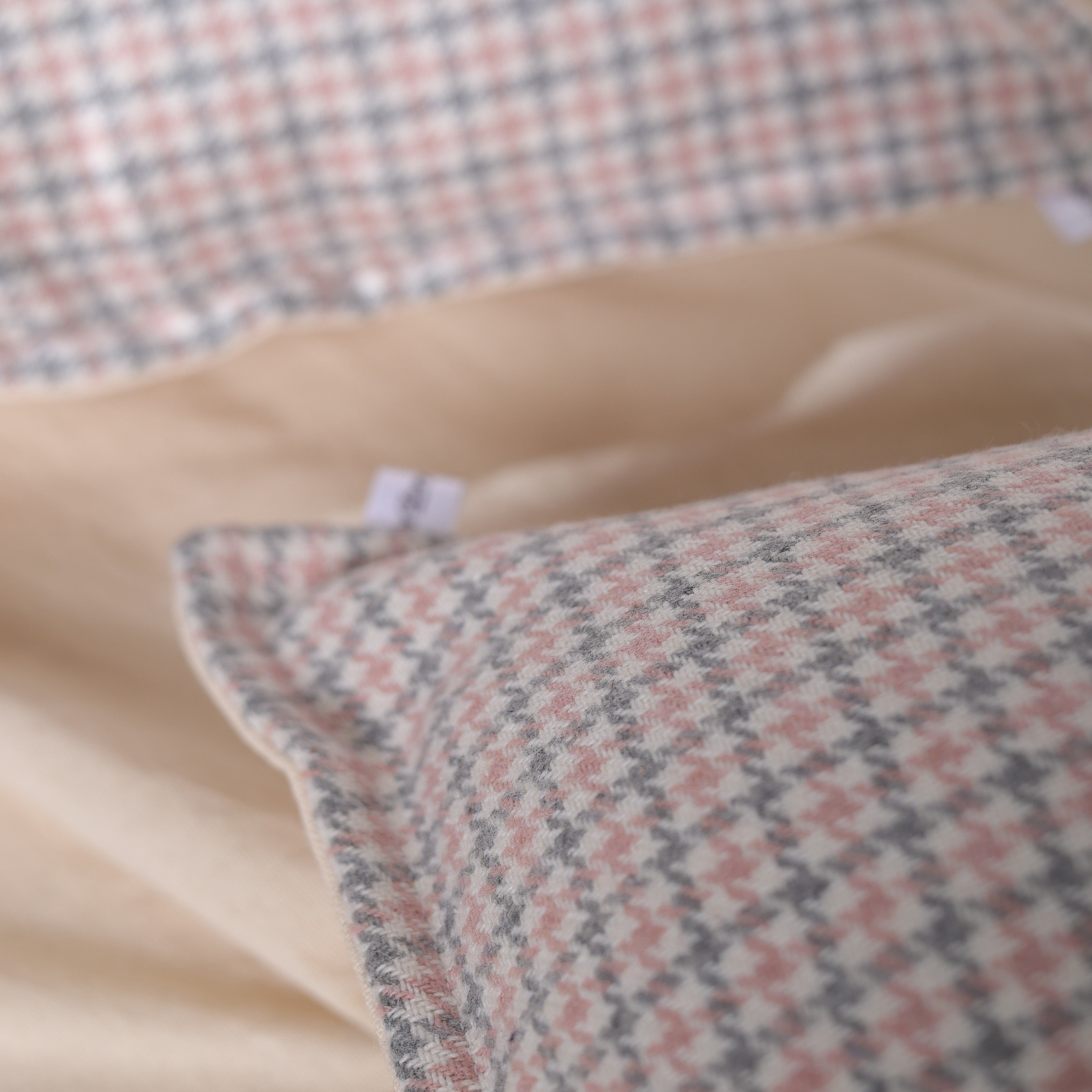 Pink & Grey Houndstooth Cushion Cover