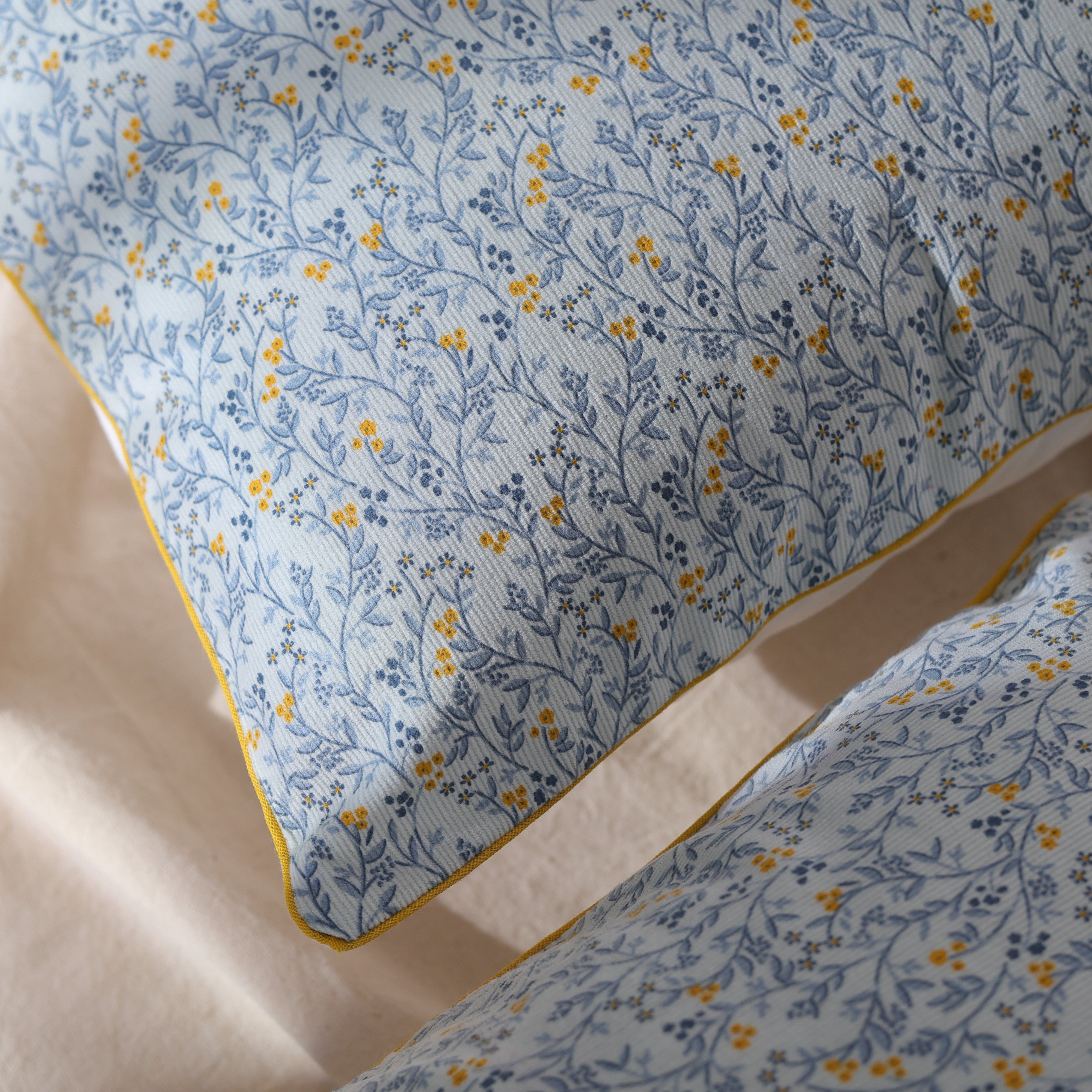 Blue & Yellow Floral Cushion Cover