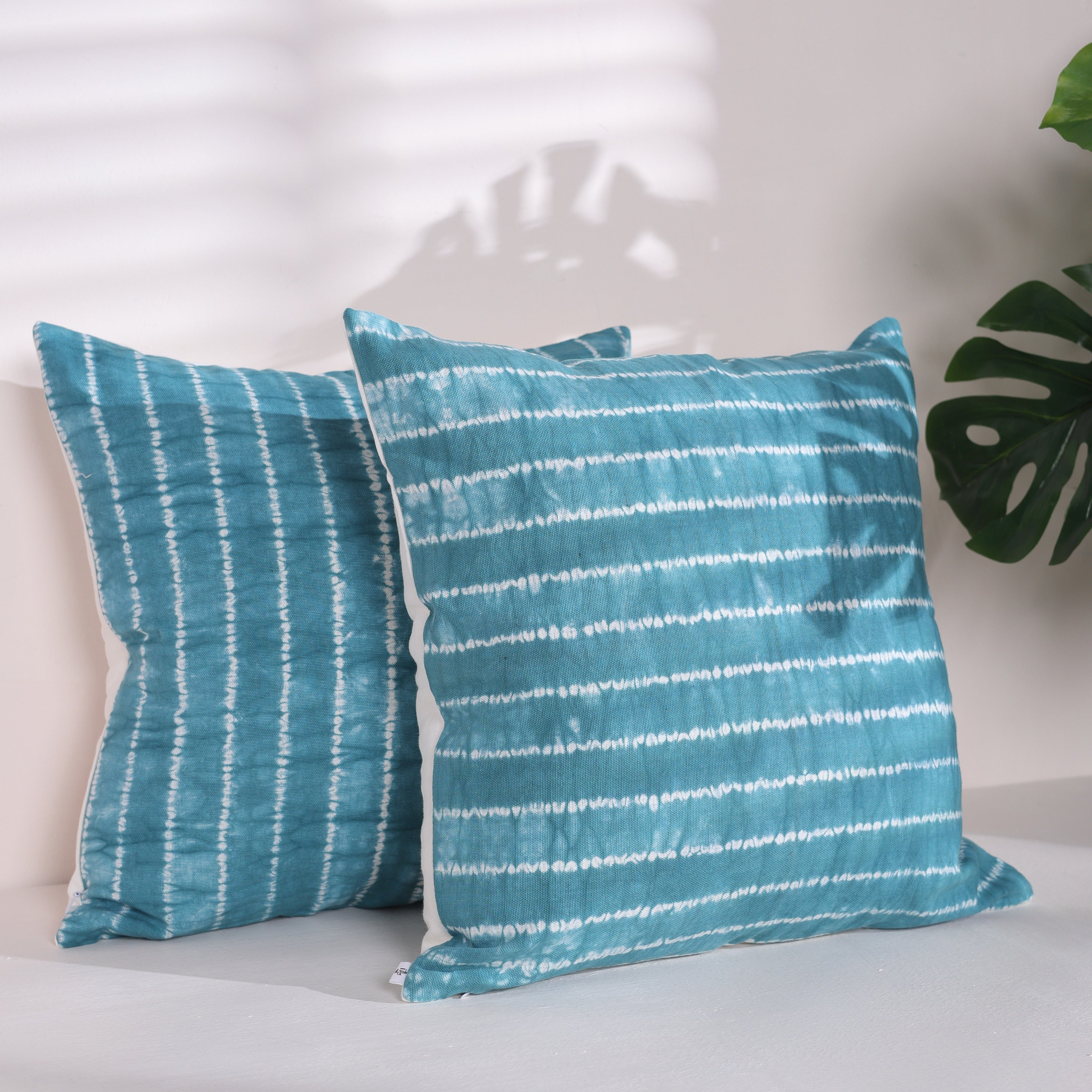 Handcrafted Teal Shebori Cushion Cover