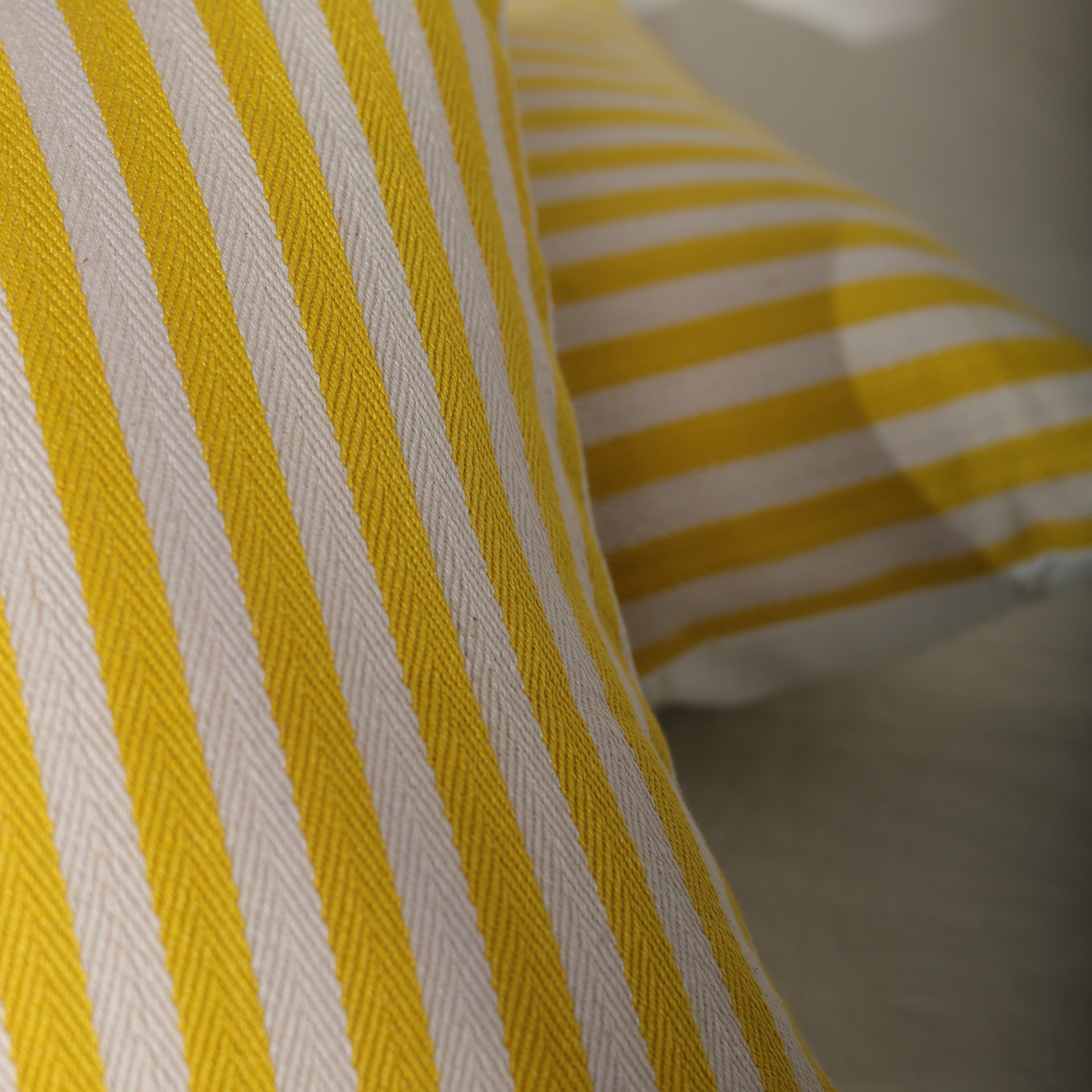 Classic Yellow & White Striped Cushion Cover