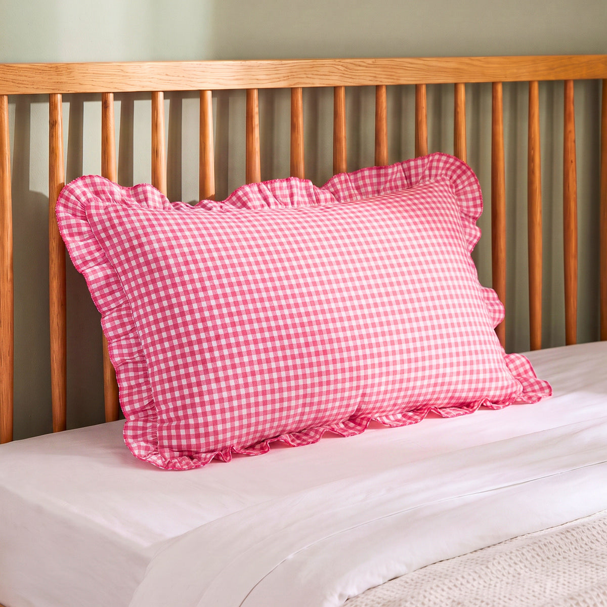Bedsheet for Double Bed, Pink & White Gingham Checkered Queen Size