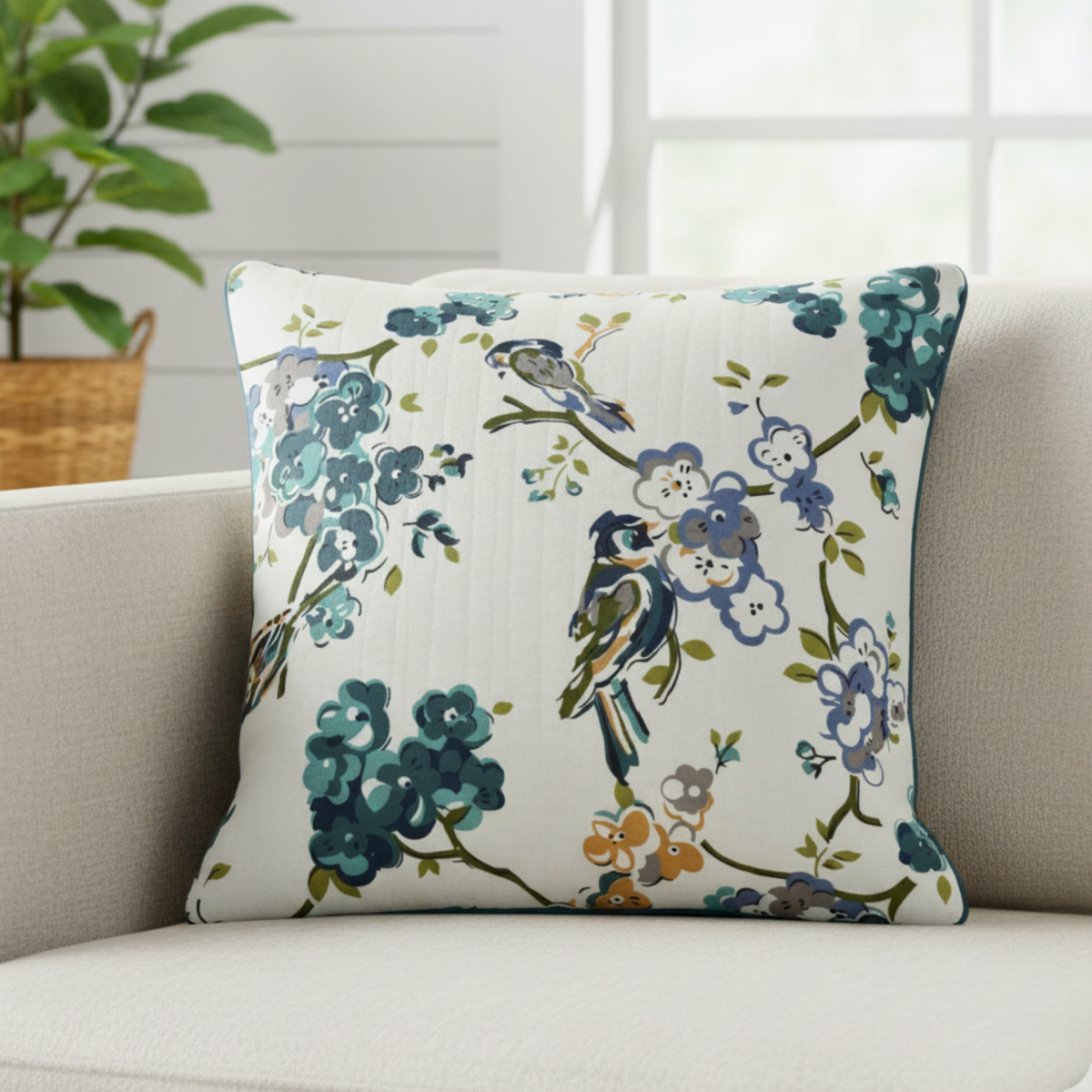 QUILTED FLORAL CUSHION COVER