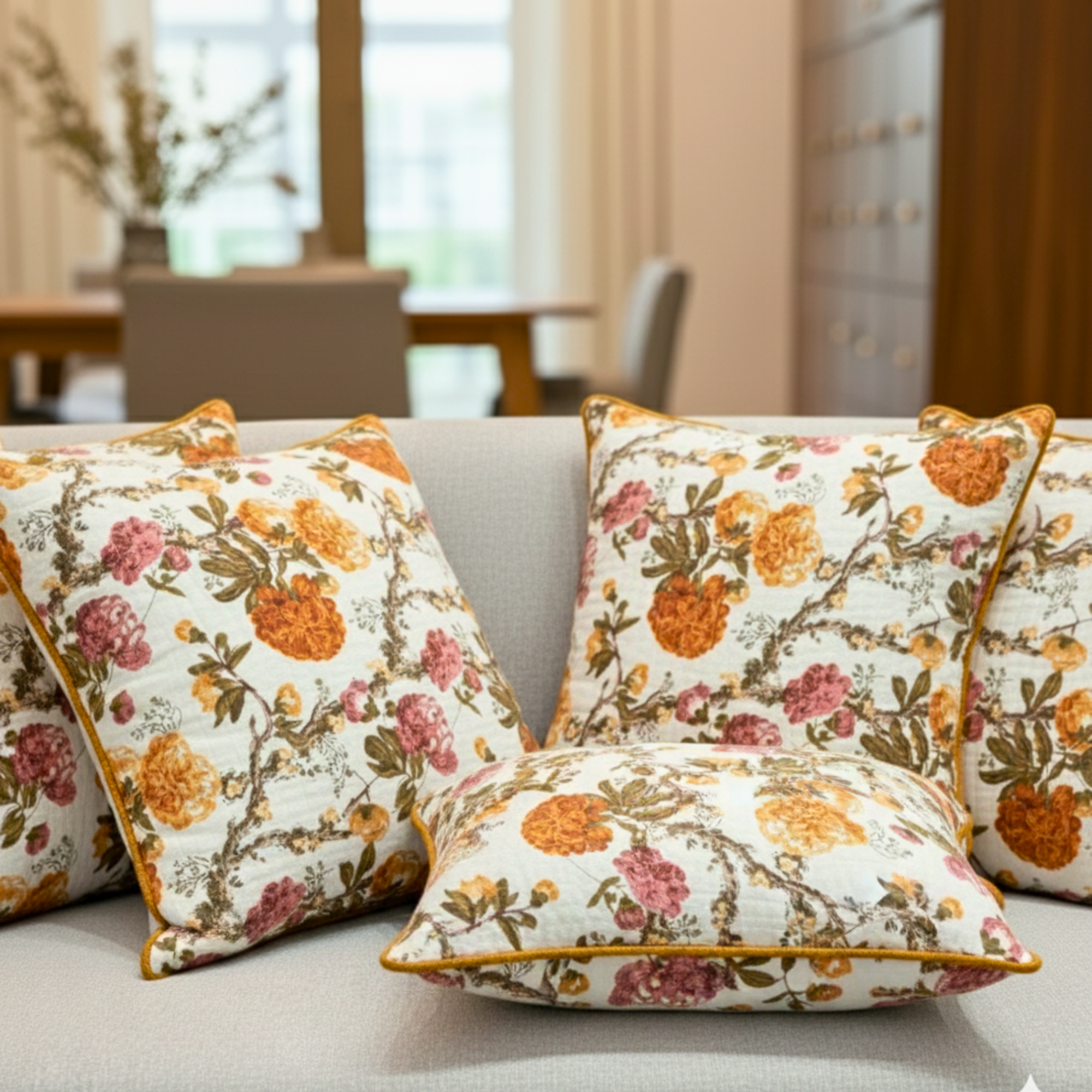QUILTED FLORAL CUSHION COVER