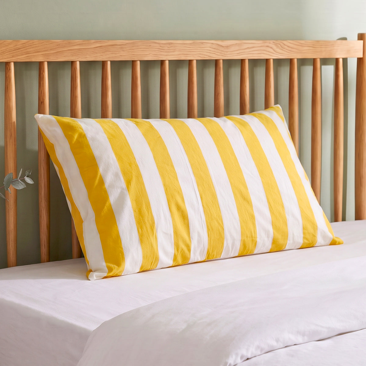 Yellow & White Bold Stripe Premium Cotton Pillow Covers