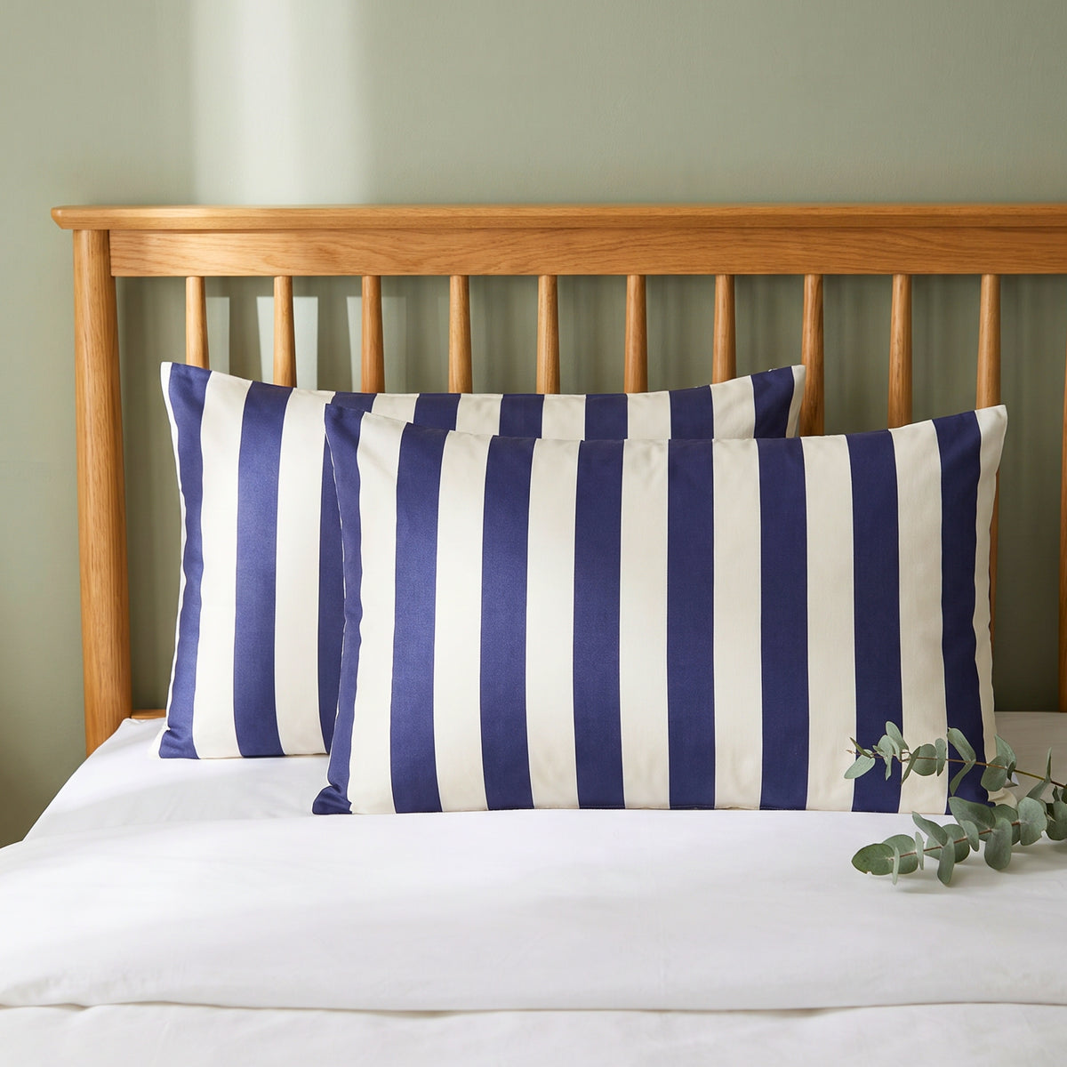 Navy Blue & White Bold Stripe Cotton Pillow Covers Classic Coastal-Inspired Look