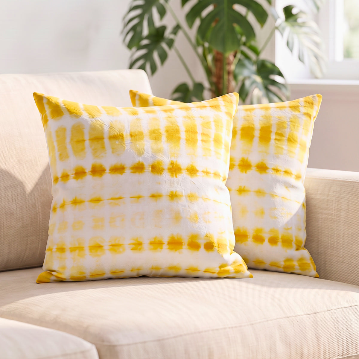 Mustard Yellow Tie-Dye Cushion Cover