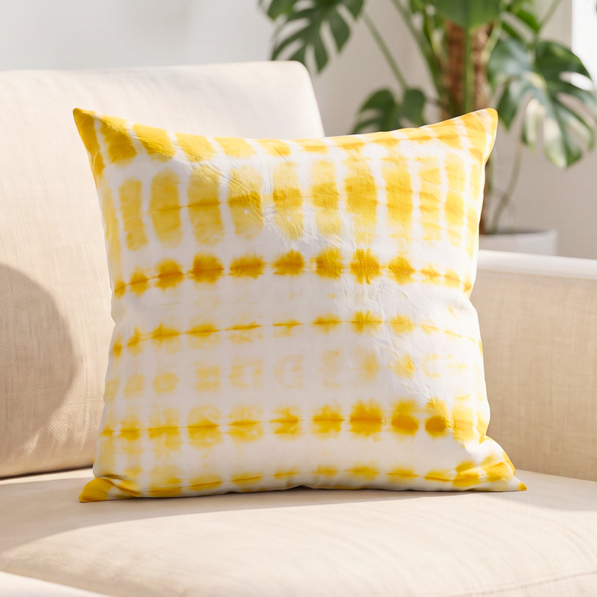 Mustard Yellow Tie-Dye Cushion Cover
