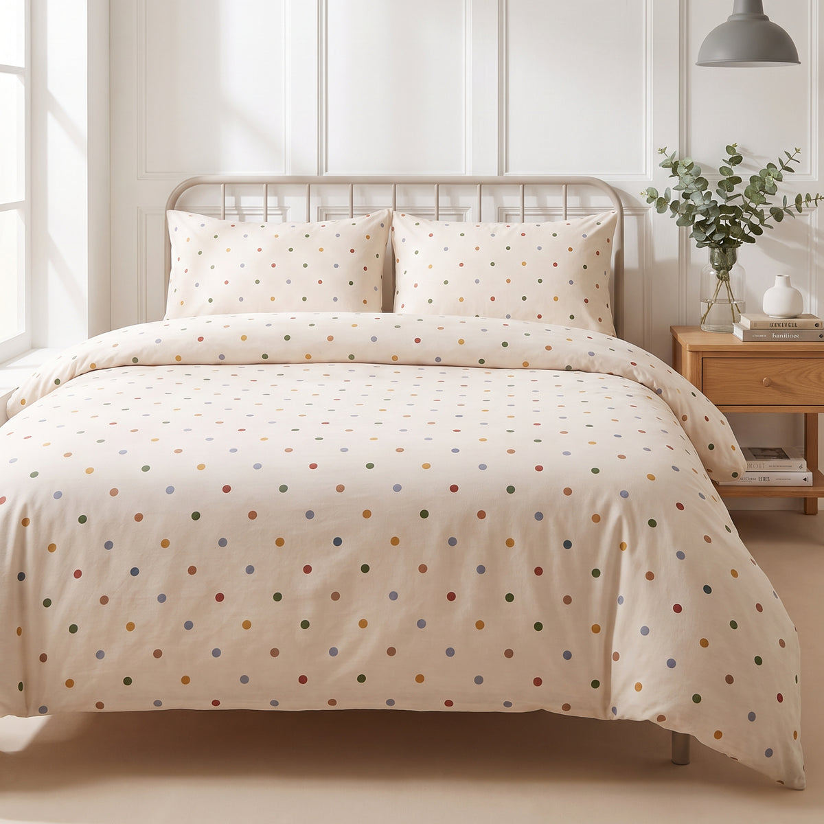 Multicolour Polka Dots 300 TC Cotton Bedsheet
