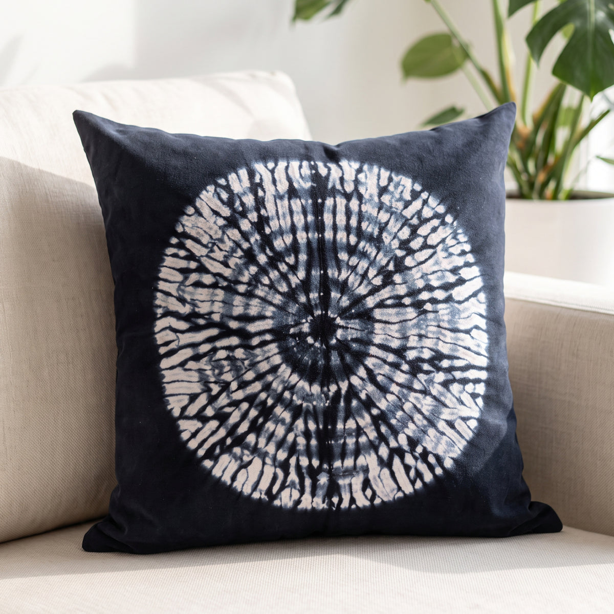 Decorative Blue White Tie-Dye Cushion Cover