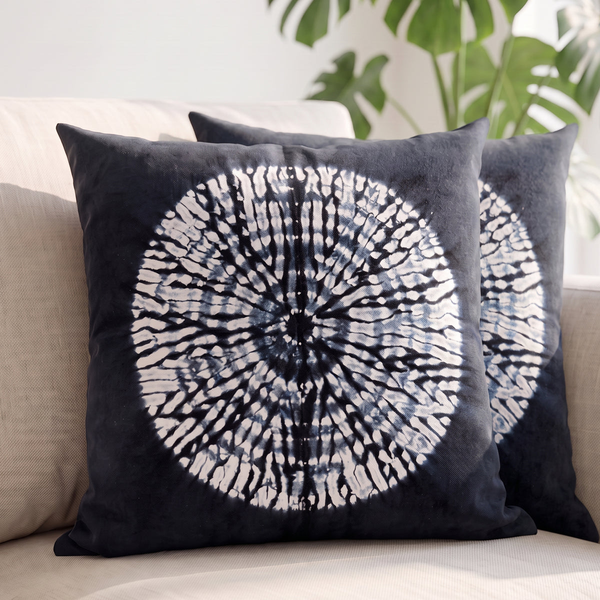 Decorative Blue White Tie-Dye Cushion Cover