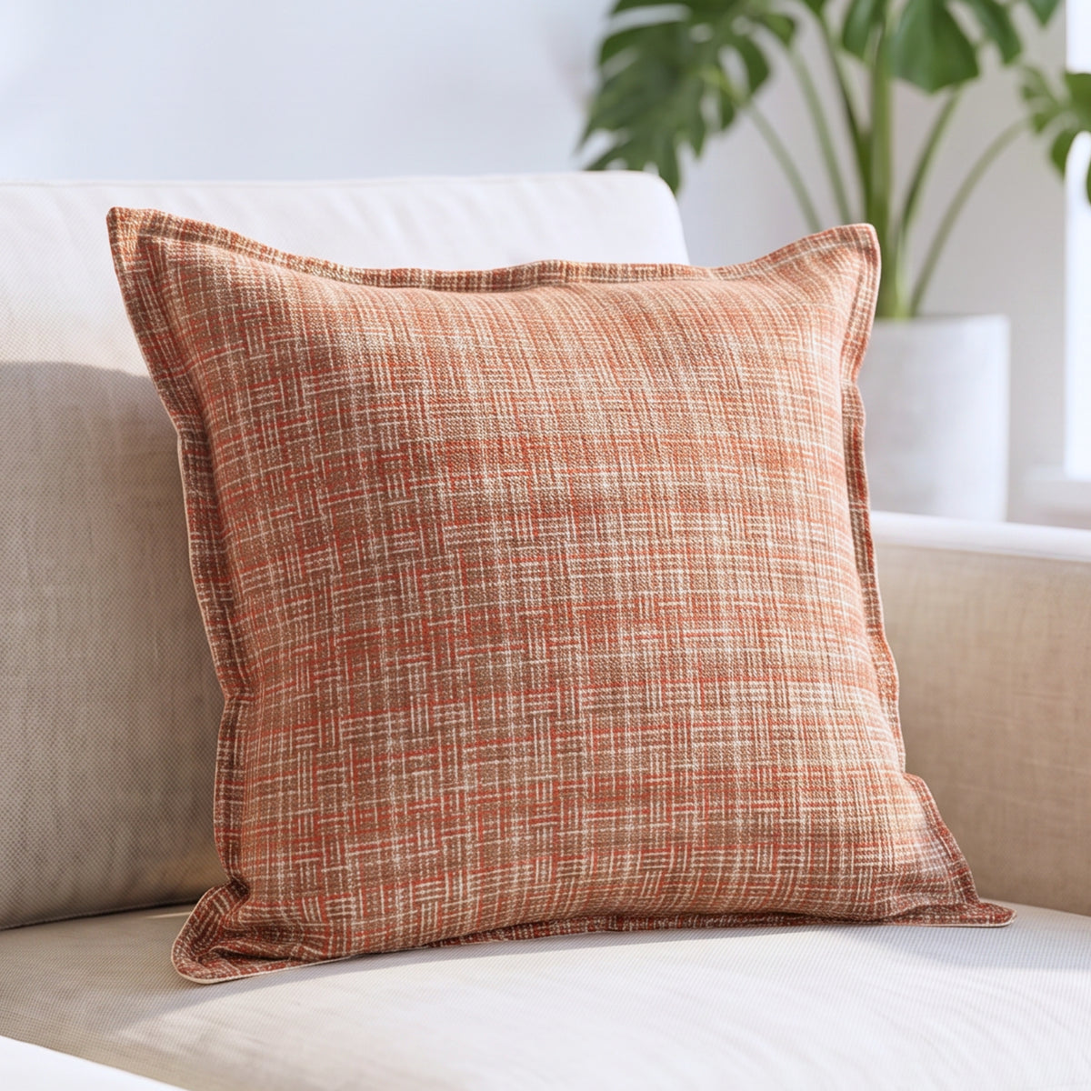 Rustic Woven Plaid Cushion Cover