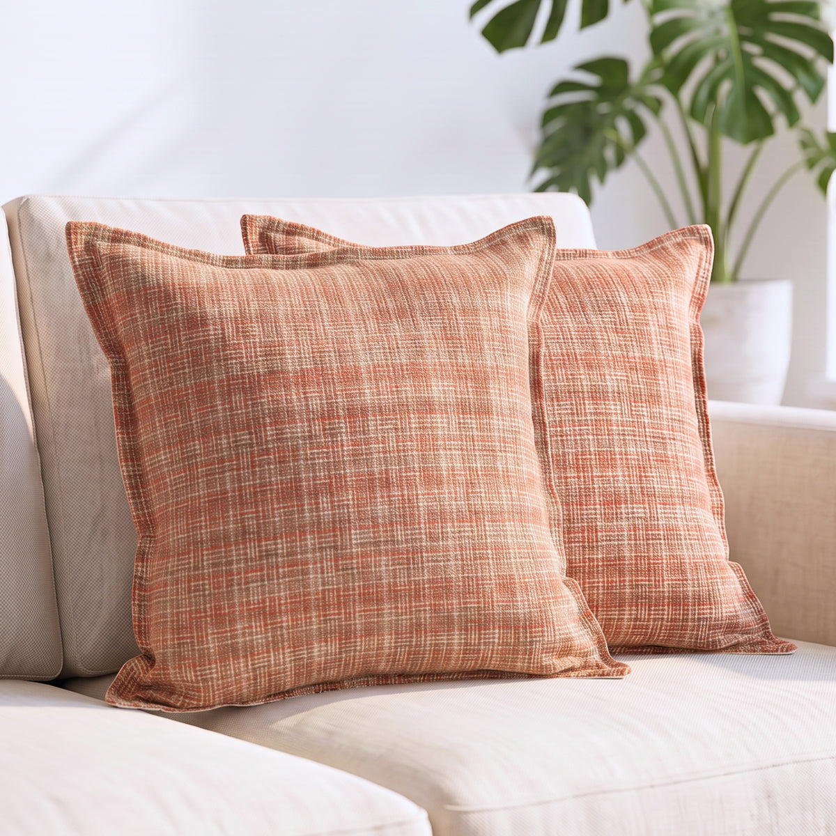 Rustic Woven Plaid Cushion Cover