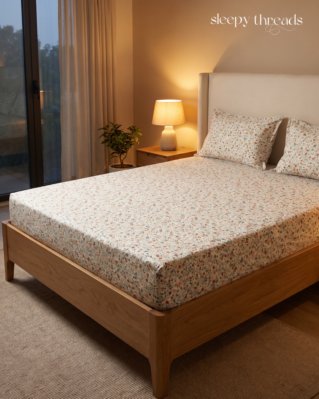Vintage Meadow Floral 300 TC Cotton Bedsheet