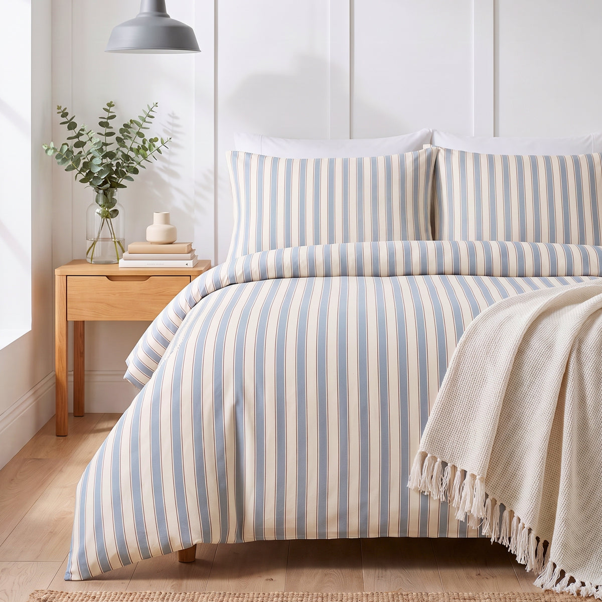 Vintage Blue Stripes 280 TC Cotton Bedsheet