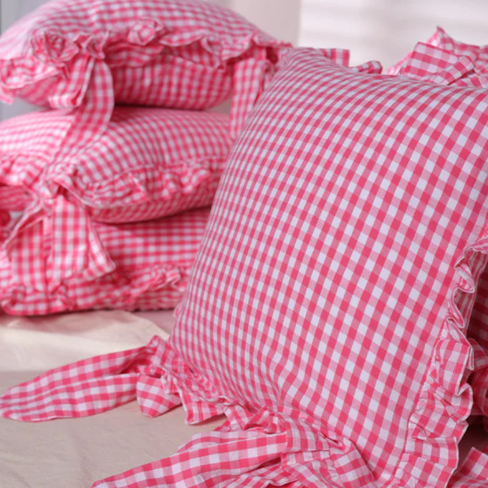 Ghingham Slipcover With Bow Closure