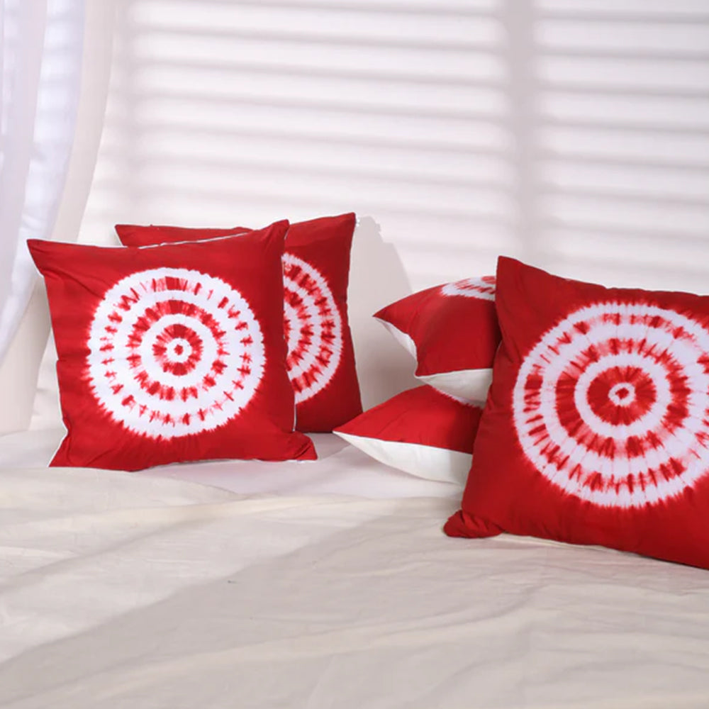 Decorative Red White Tie-Dye Cushion Cover