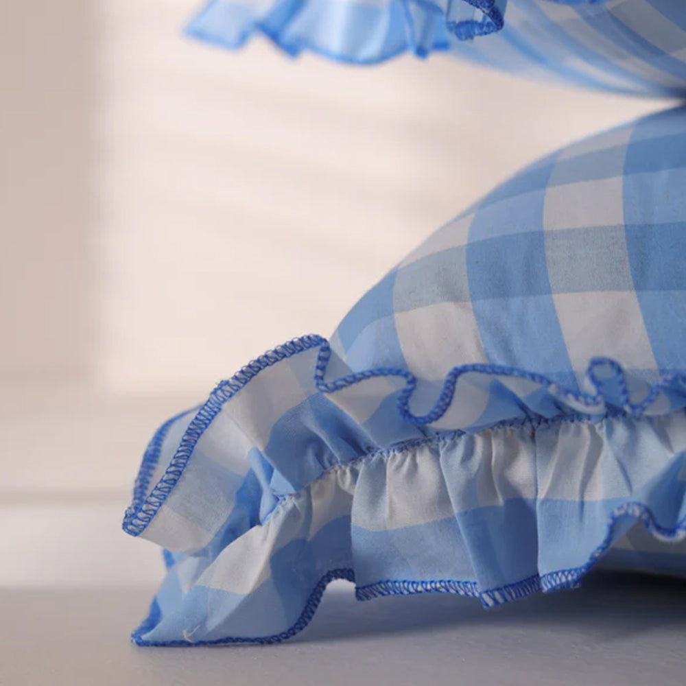 Pastel Blue & White Dobby Check Throw