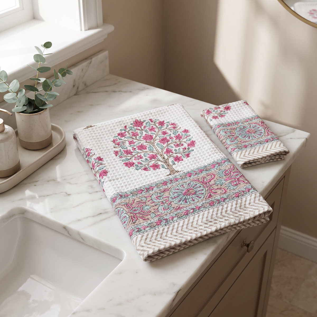 Small Heritage Floral Print Cotton Bath Towel